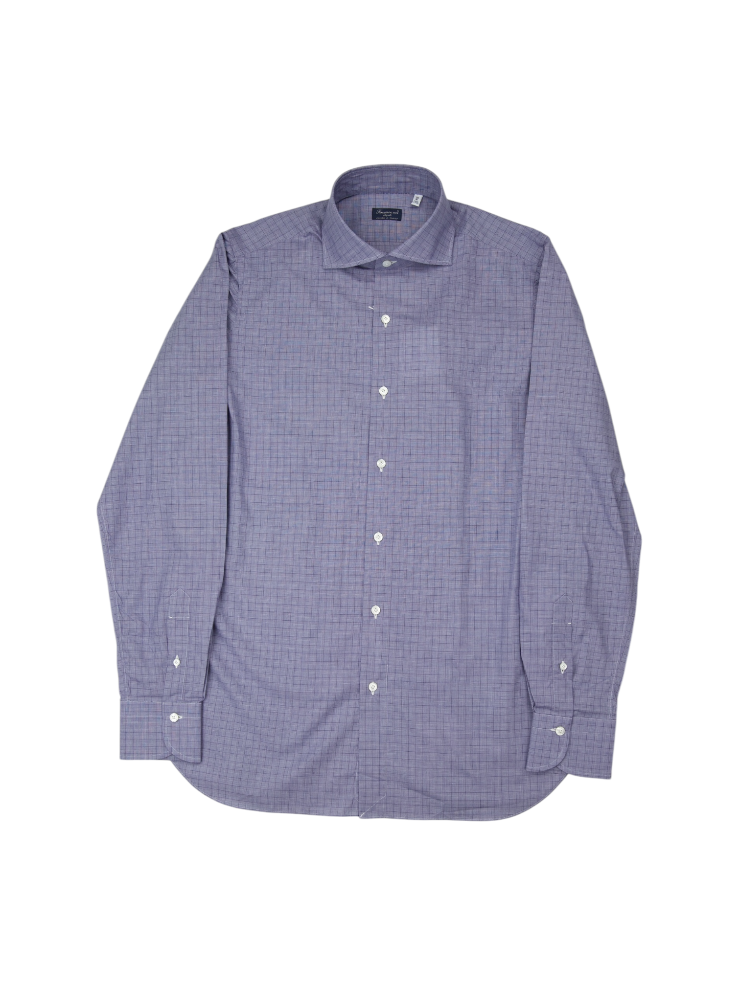 Finamore Steel Blue Glenplaid Cotton Shirt