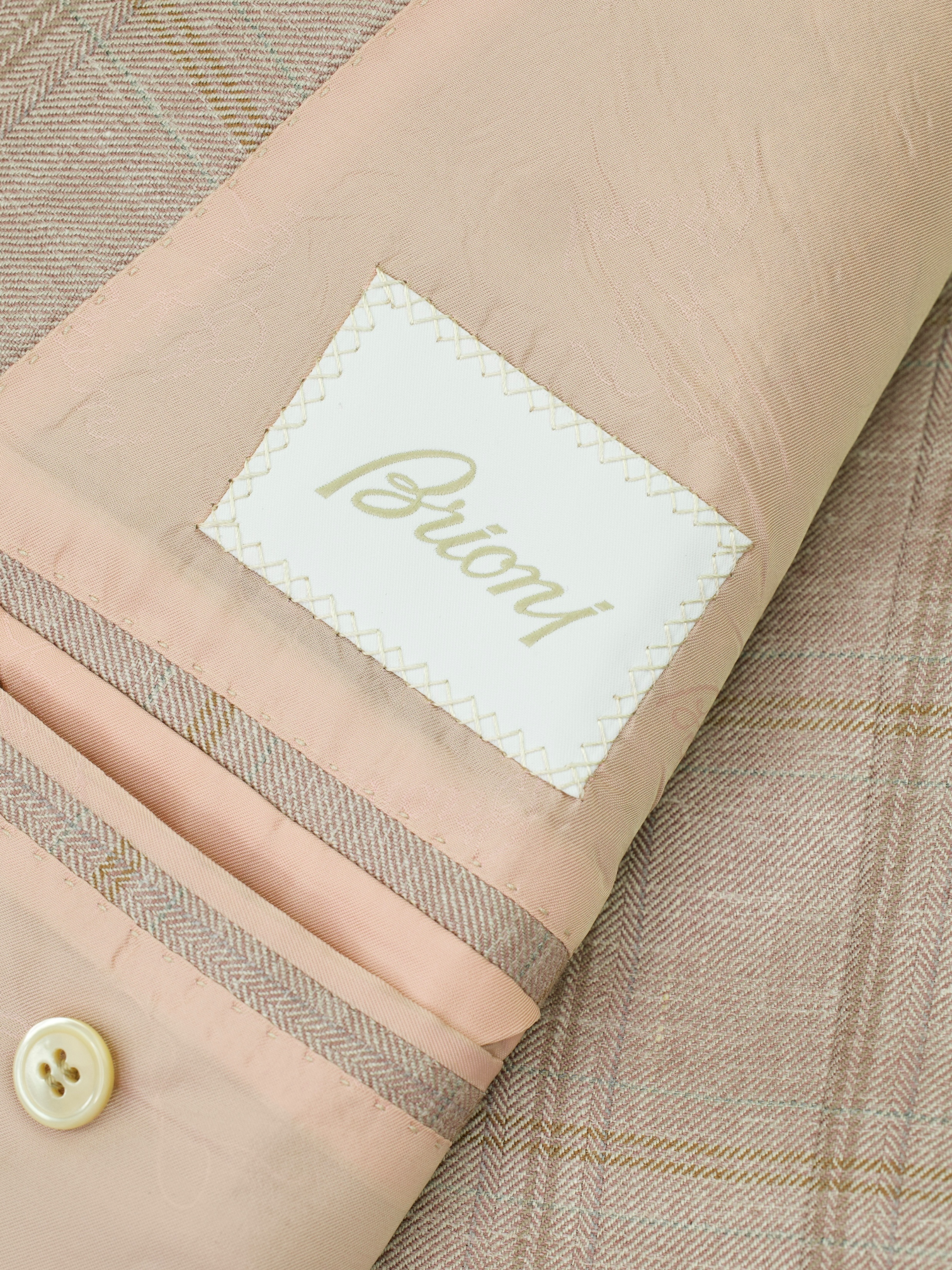 Brioni Dusty Rose Cashmere, Silk & Linen Windowpane "Chigi" Jacket