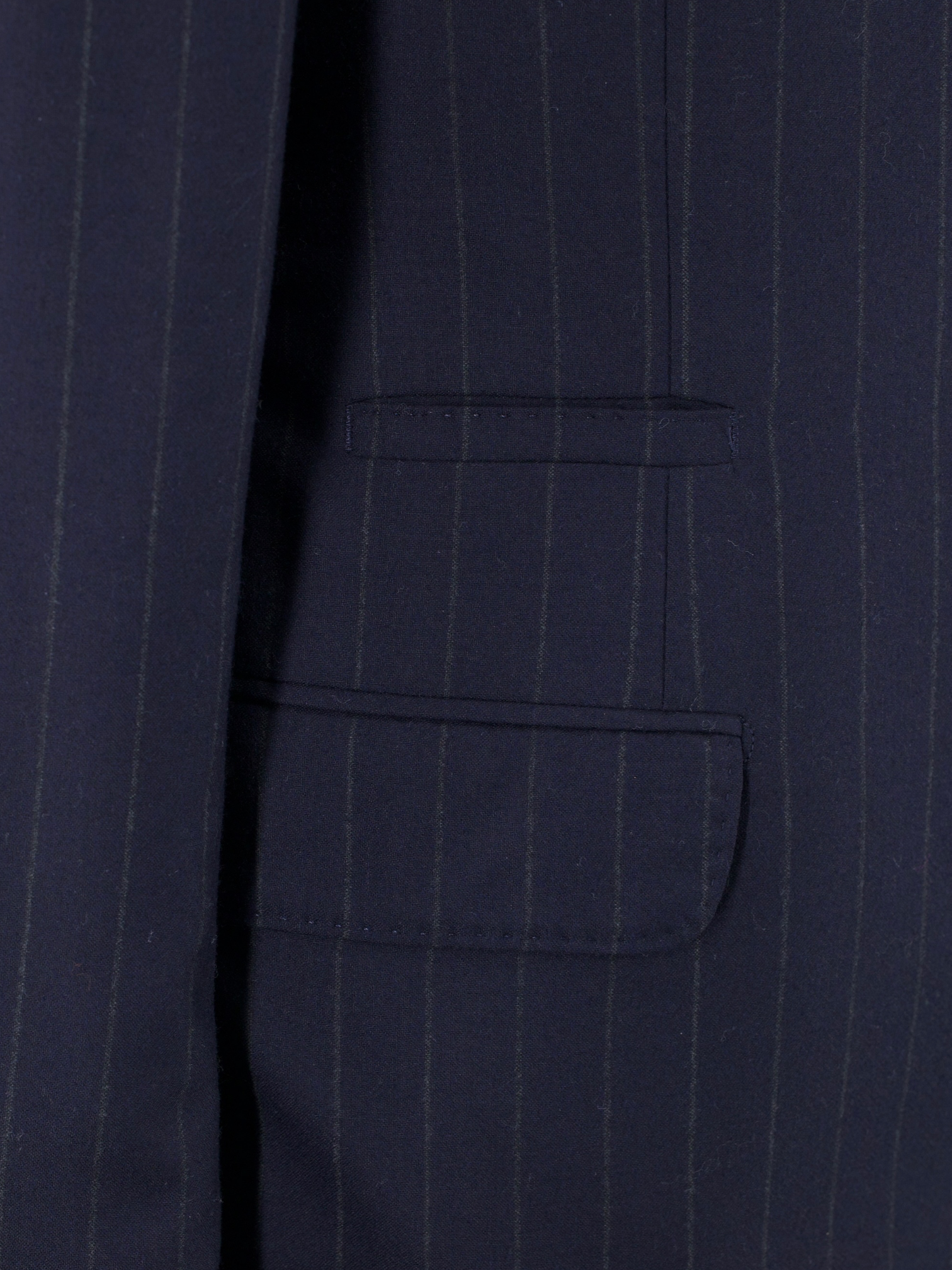 Brunello Cucinelli Navy Brushed Wool & Silk Pinstripe Suit
