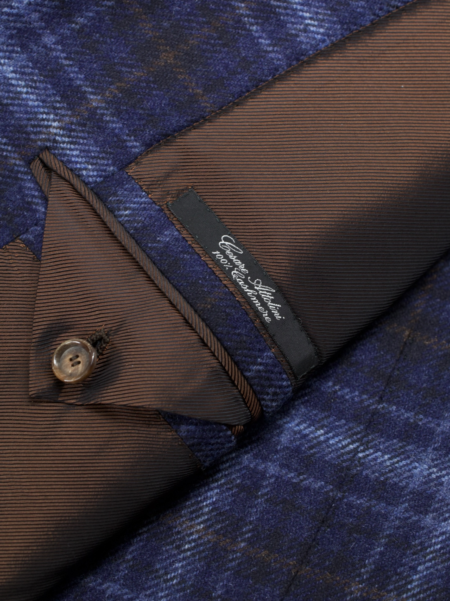 Cesare Attolini Dark Blue & Brown Pure Cashmere Windowpane Jacket