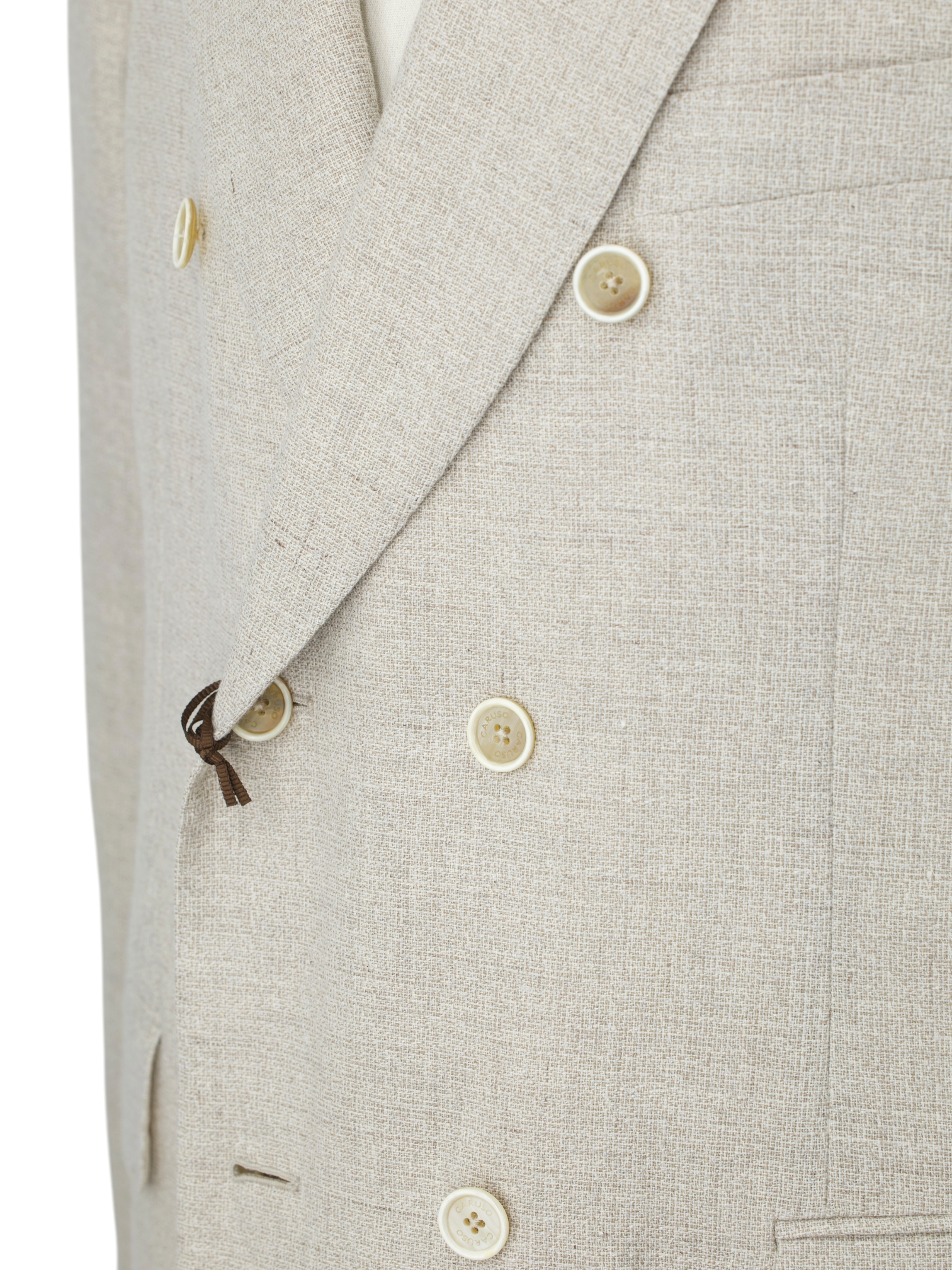 Caruso Sand Double-Breasted Cotton, Linen & Wool Figaro Jacket