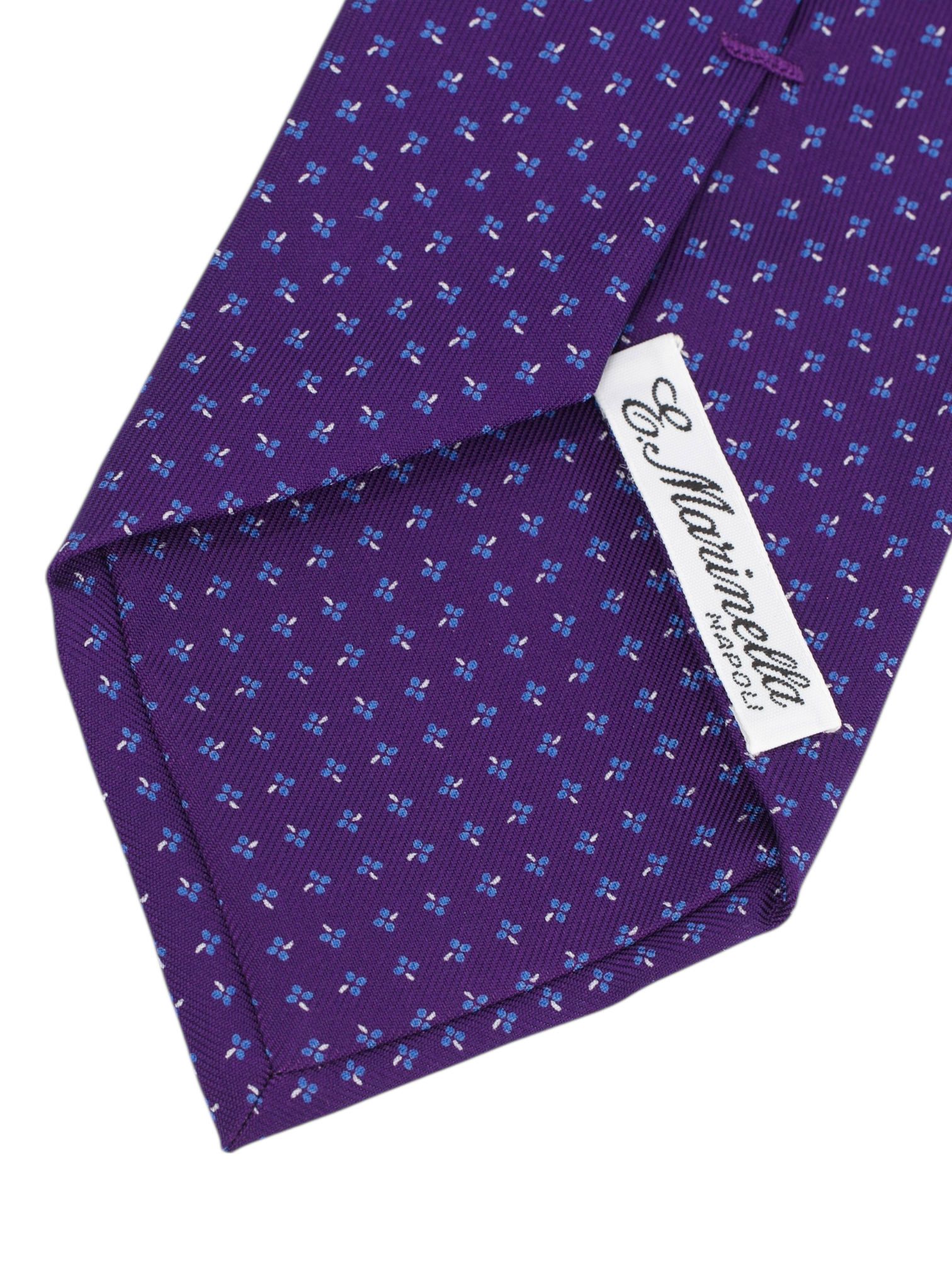 E.Marinella Purple & Light Blue Silk Geometric Tie