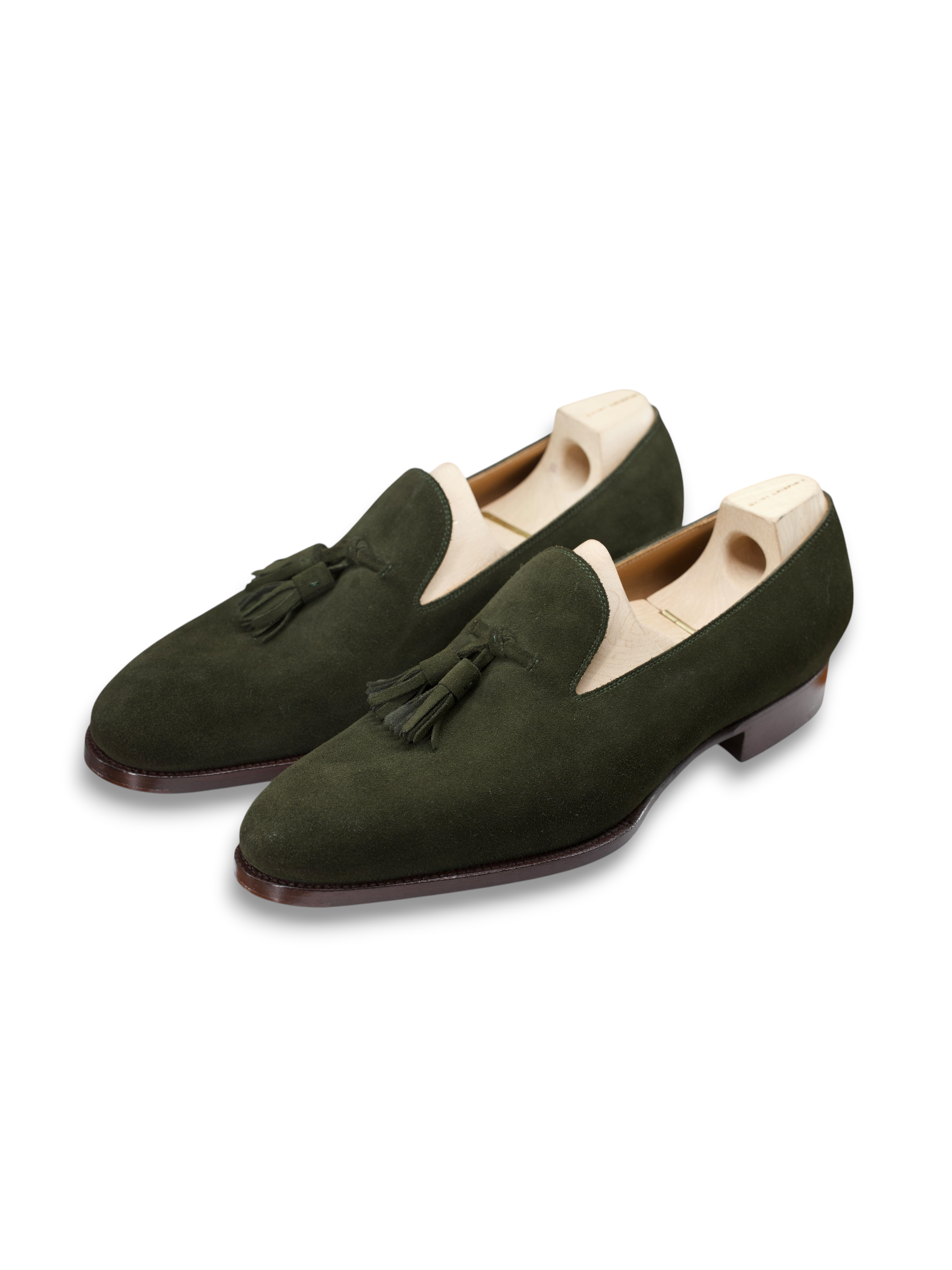 Saint Crispin's Forest Green "530T" Suede Tassel Loafers