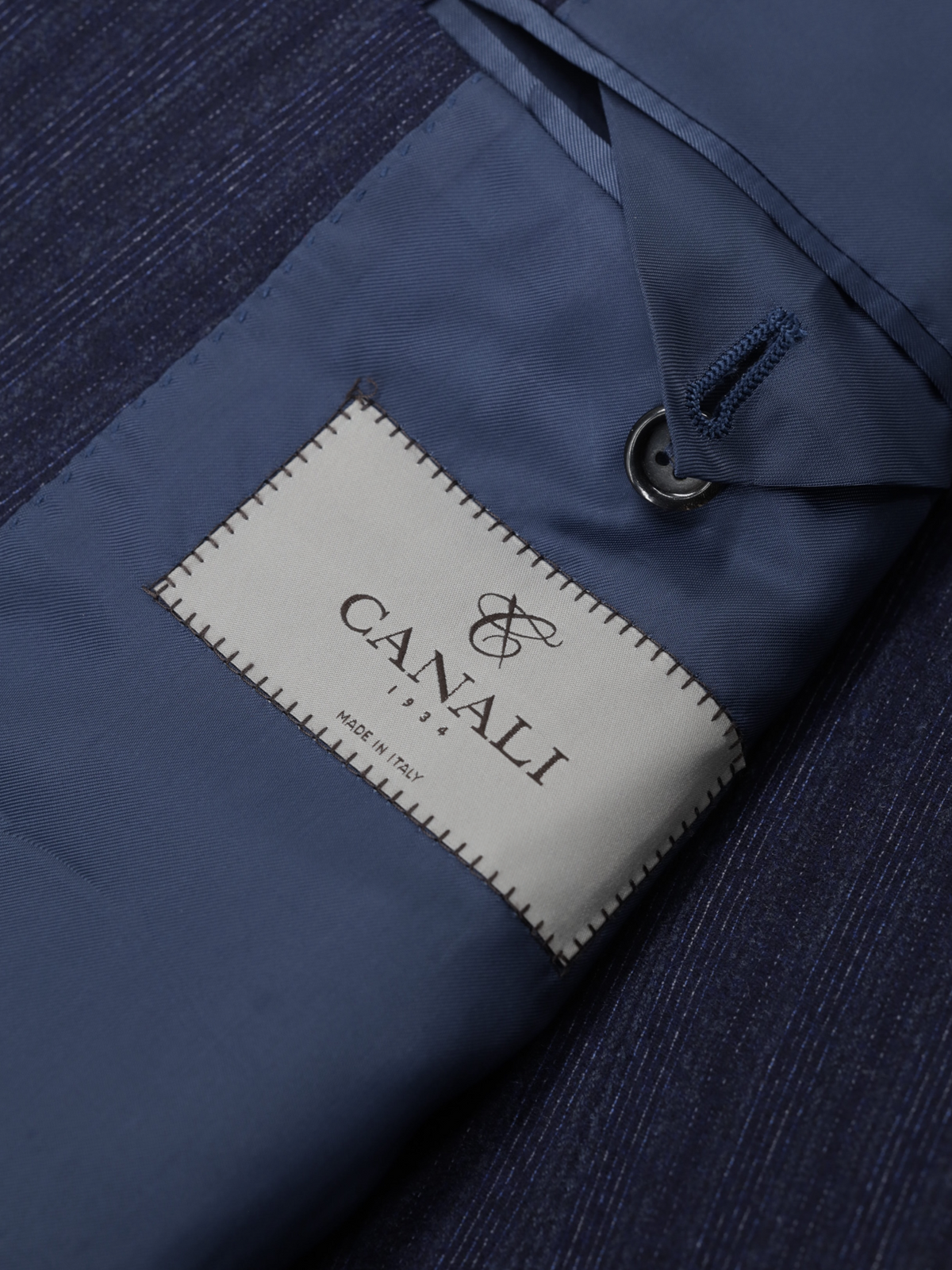 Canali Dark Blue Wool & Cashmere Flannel Multi-Stripe Winter Suit
