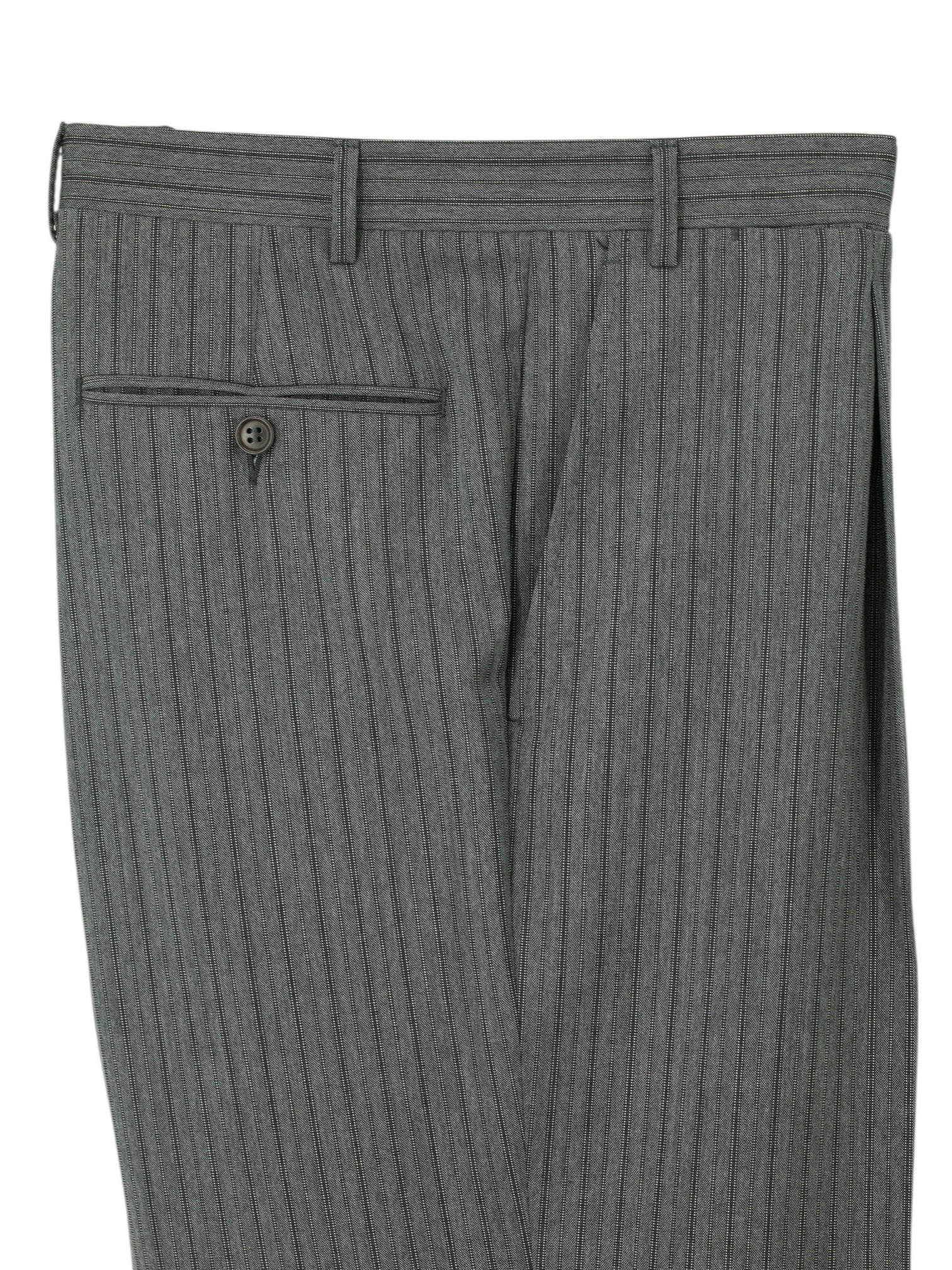 Canali Grey Fine Wool Ceremonial Multi-Pinstripe Spongebag Trousers