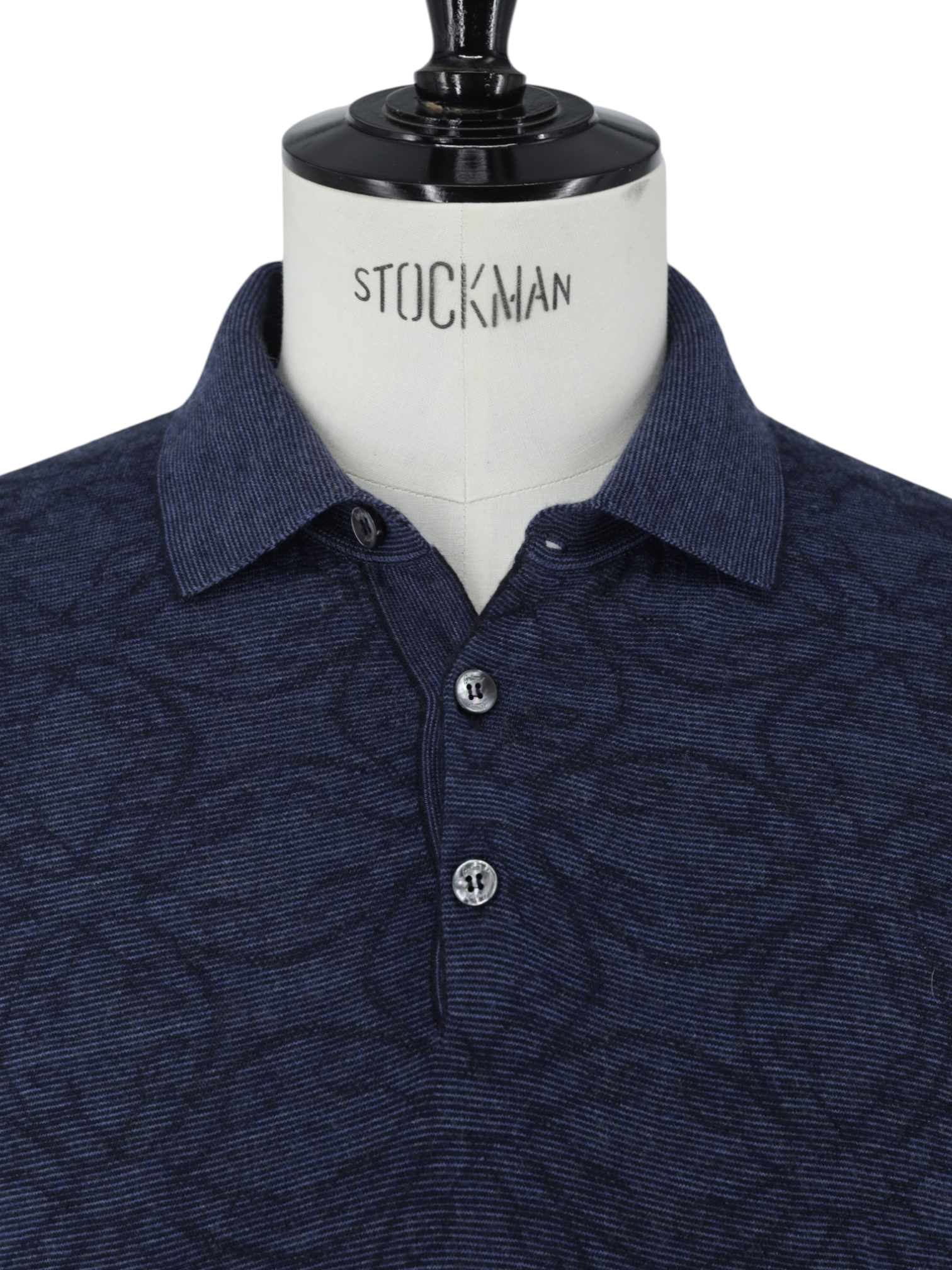 Brioni Dark Blue Fine-Wool Embroidered Long-Sleeve Polo