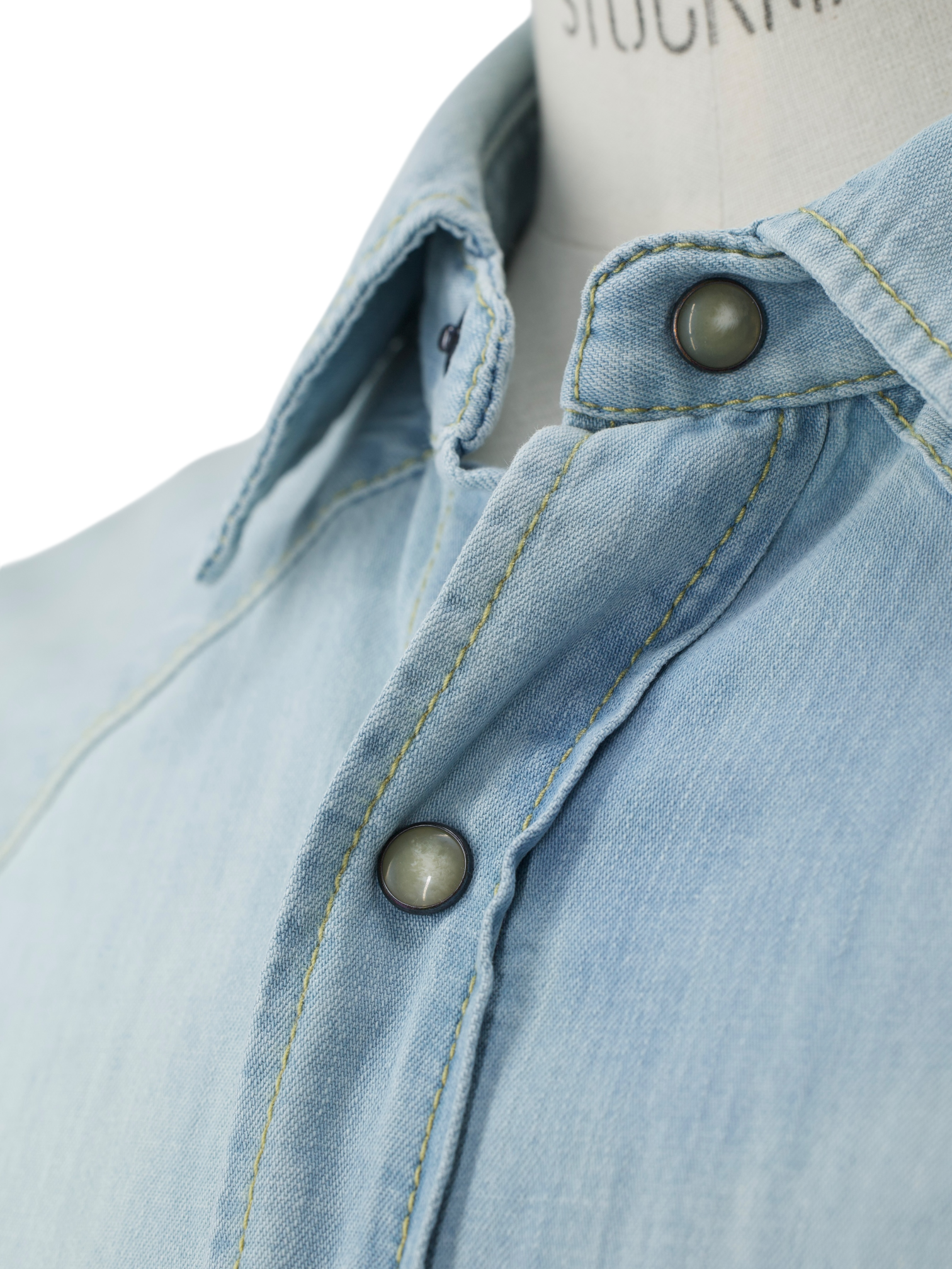 Jacob Cohen Light Blue Chambray Cotton Western-Style Overshirt