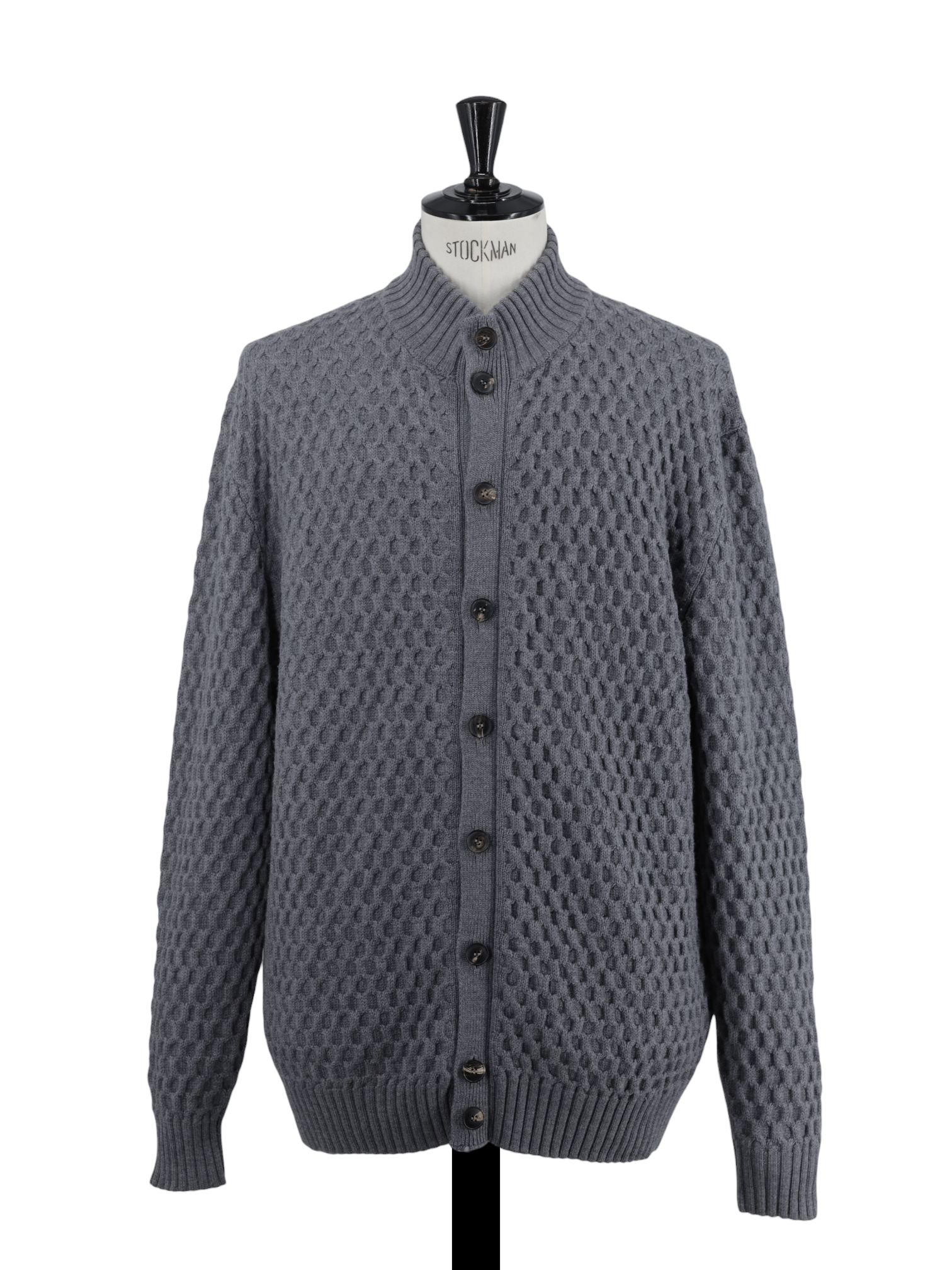 Luigi Borrelli Grey Pure-Wool Patterned Cardigan