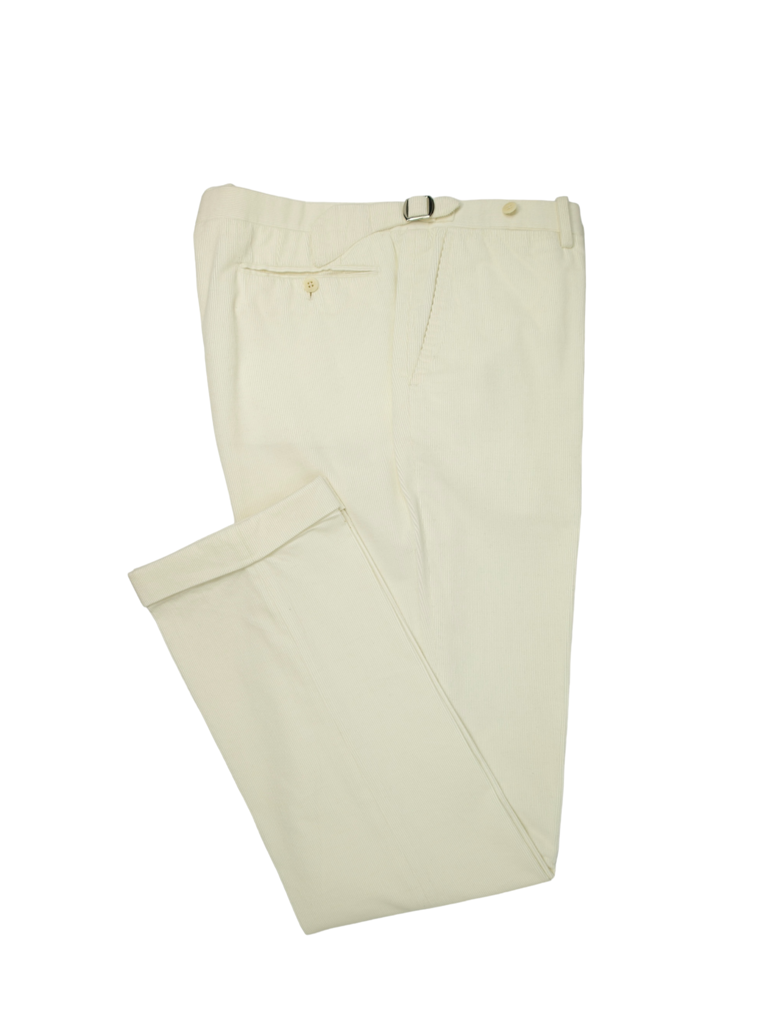 Kiton Offwhite Needlecord Linen & Silk Trousers