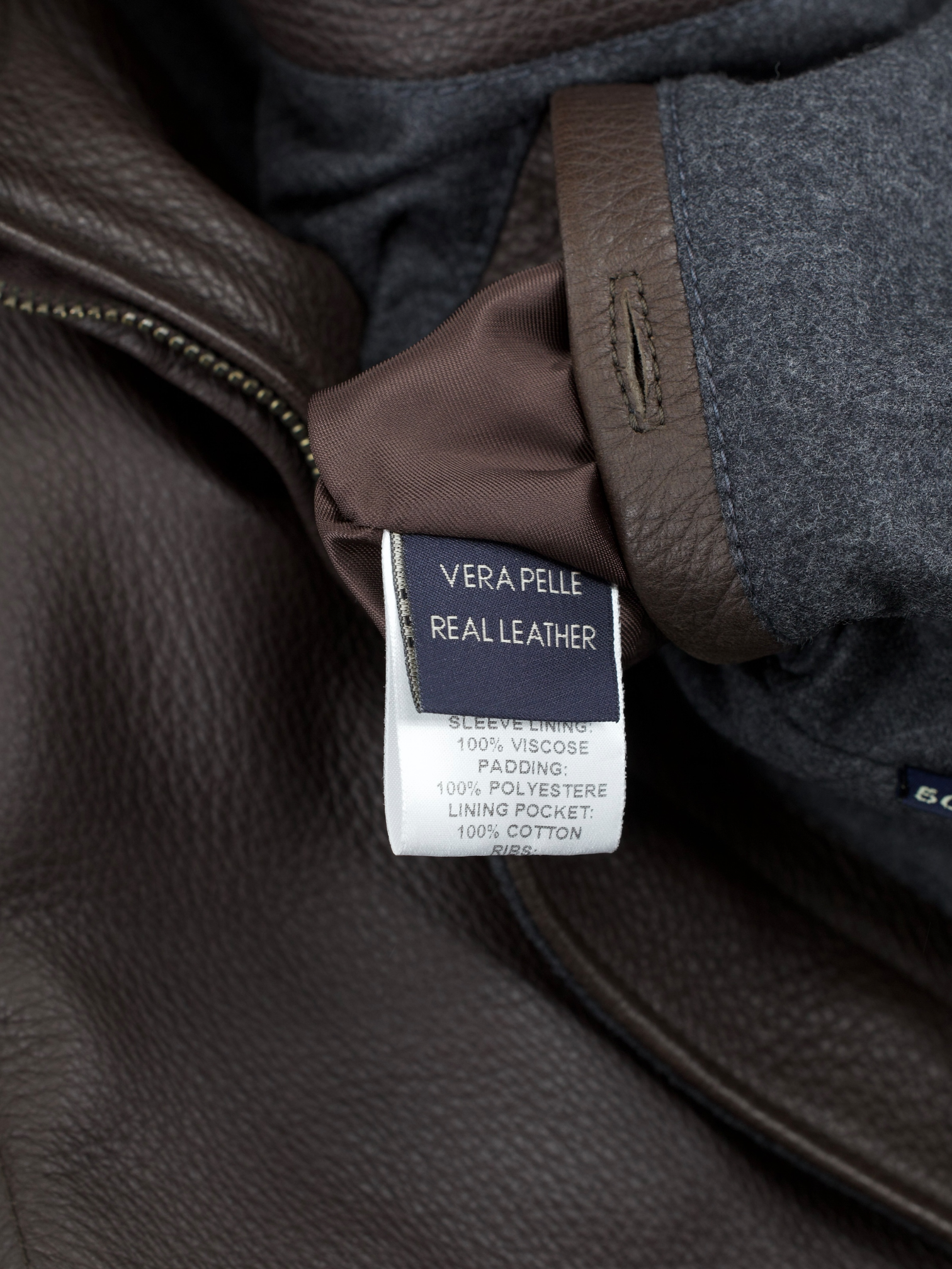 Doriani Dark Brown Grain Leather Blouson Jacket