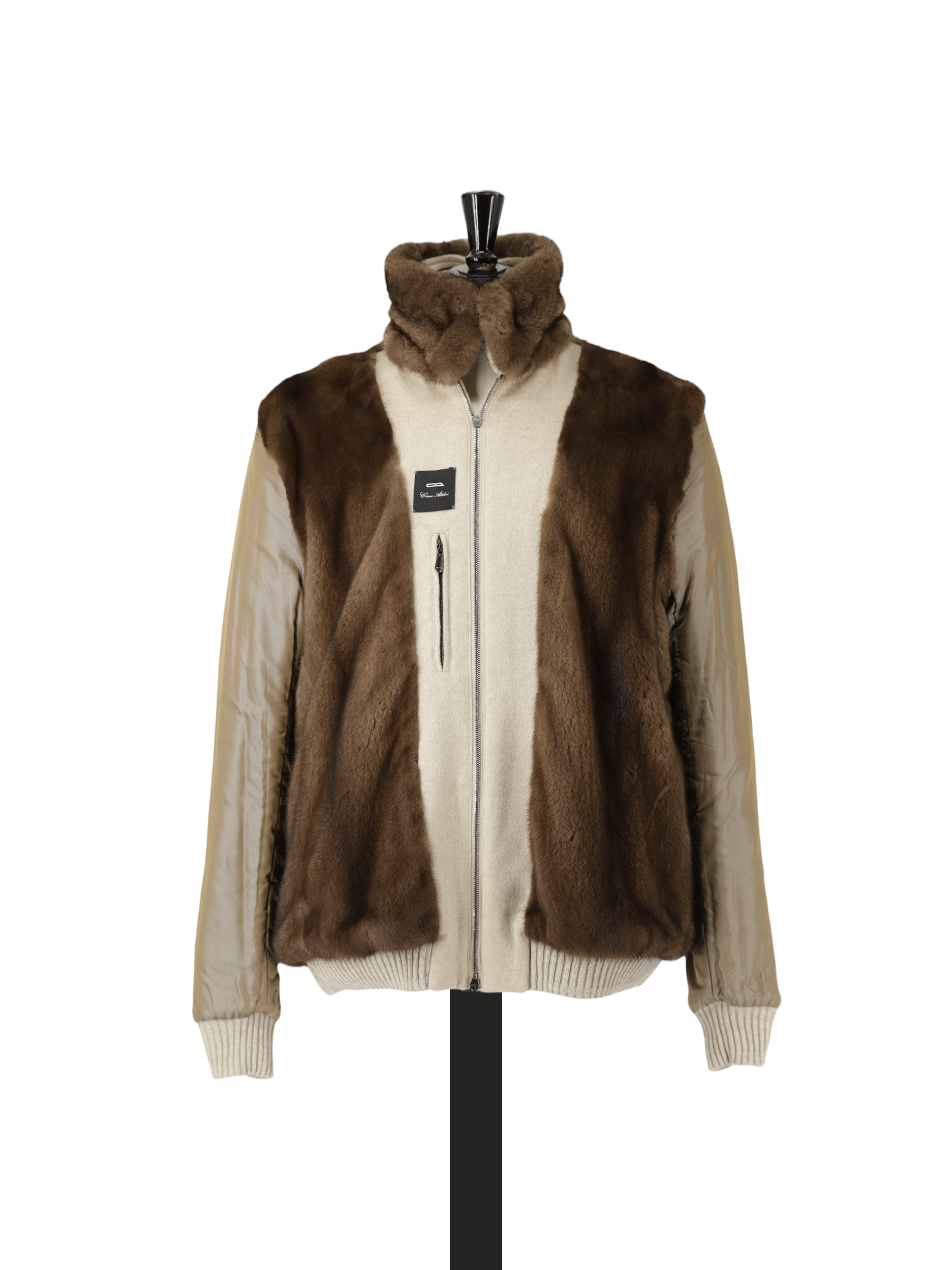 Cesare Attolini Beige Pure Cashmere & Mink Fur Lining Blouson Jacket