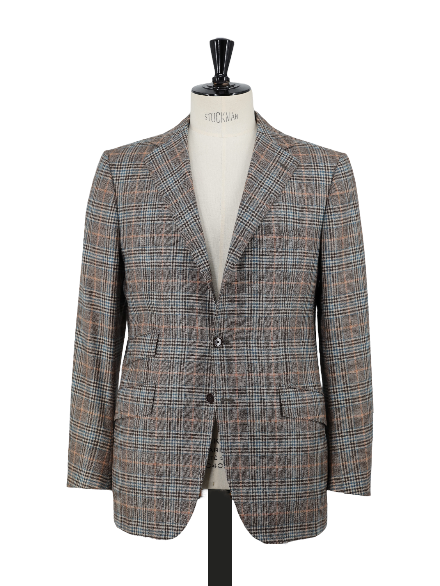 Cesare Attolini Light Brown & Petrol Blue Wool, Cashmere & Silk Tartan Checkered Jacket