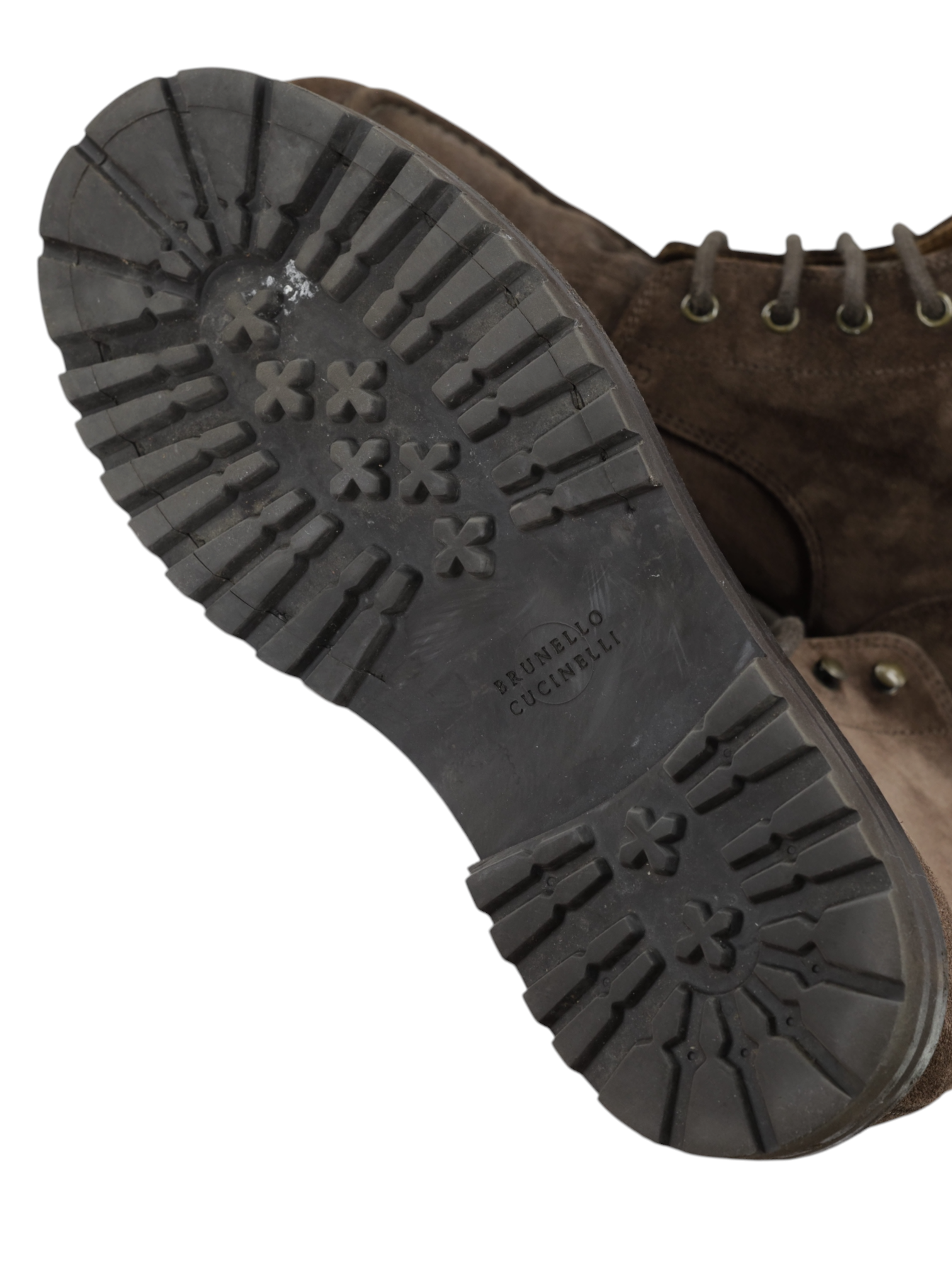 Brunello Cucinelli Dark Brown Suede Balmoral-Style Boots