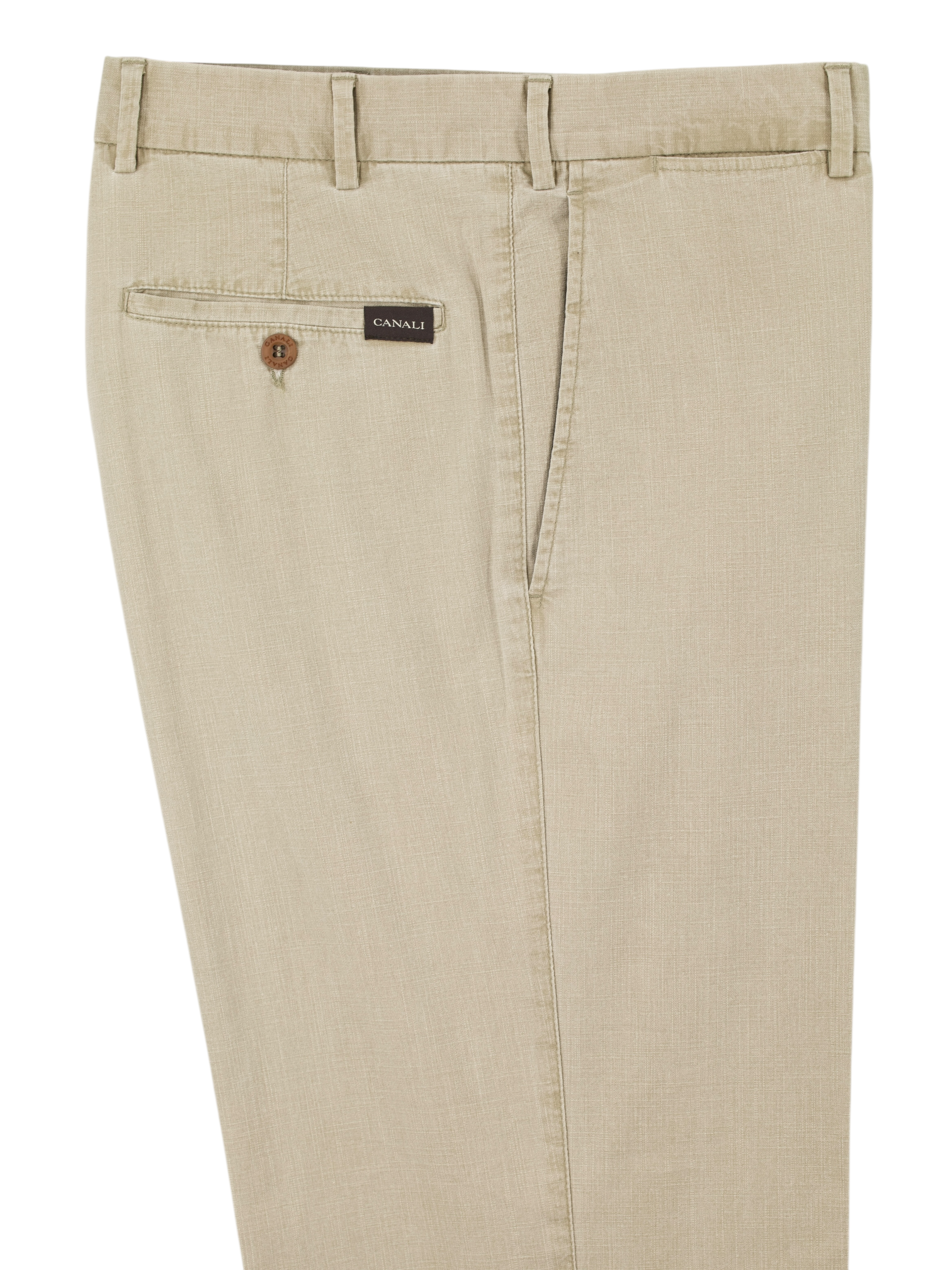 Canali Sand Cotton Stretch Melange Tapered Dress Chino