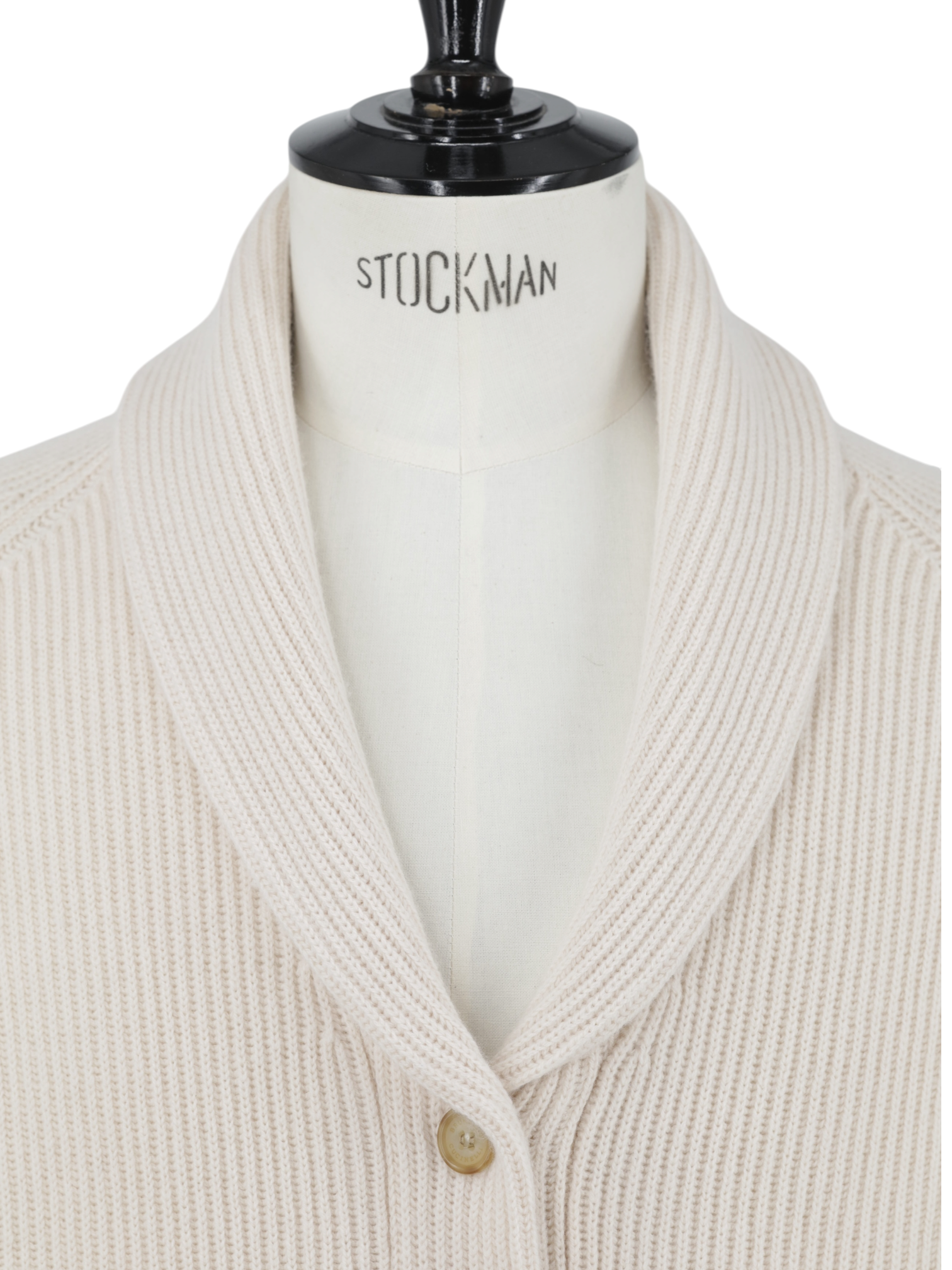 Brunello Cucinelli Crème Pure-Cashmere Shawl-Lapel Cardigan