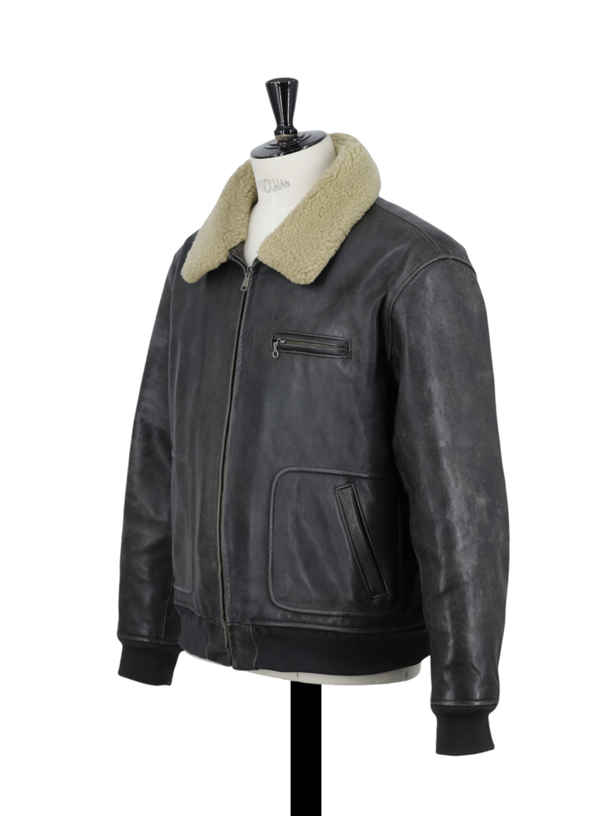 Ralph Lauren Dark Grey Vintage Cowhide & Sheepskin Lammy Pilot Jacket