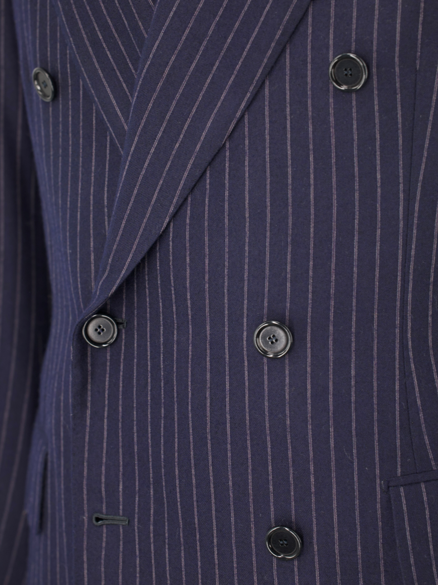 Cesare Attolini Dark Blue Super 120's & Cashmere Double-Breasted Pinstripe Suit