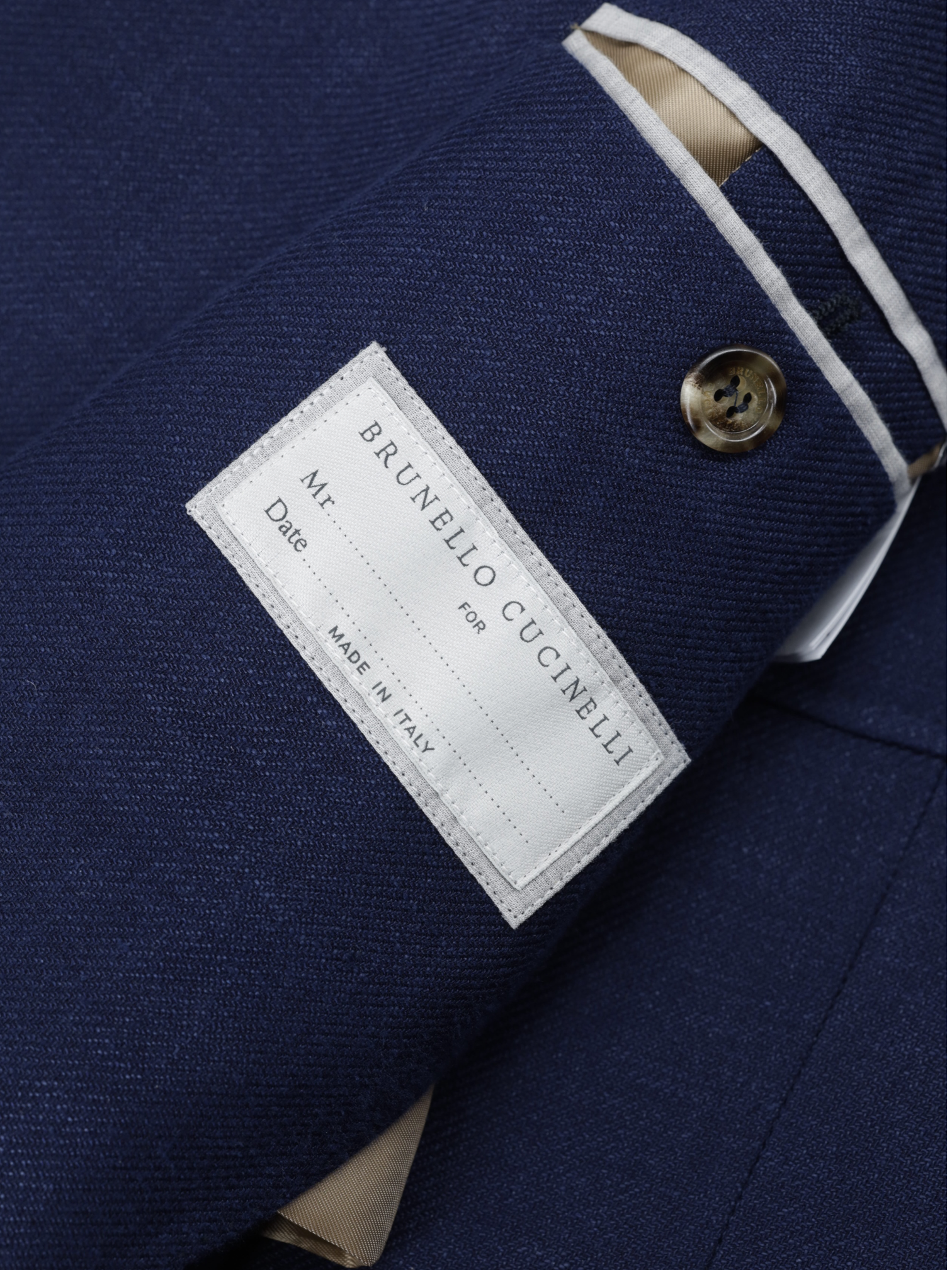 Brunello Cucinelli Marine Blue Linen, Wool & Silk Summer Jacket