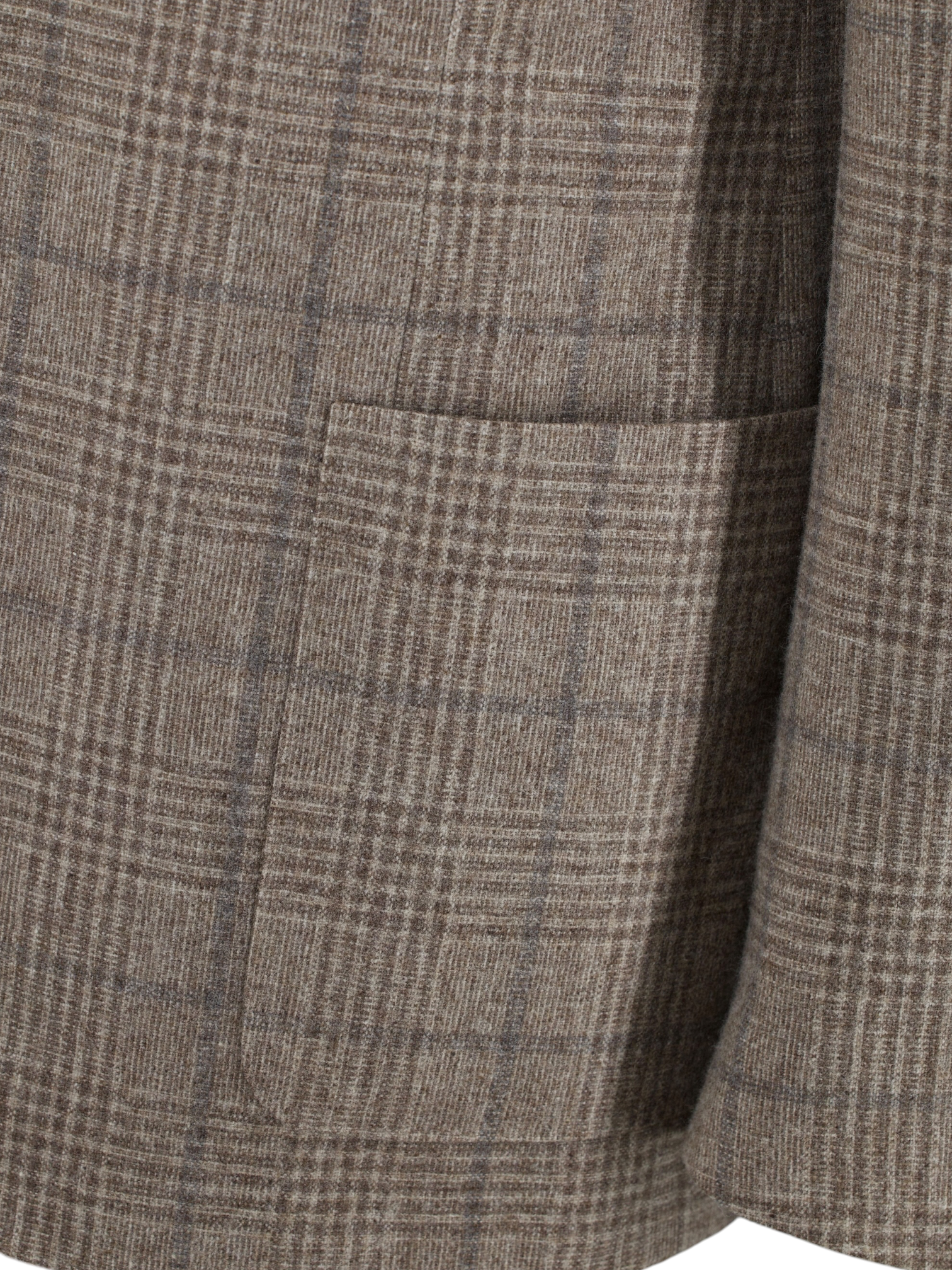 Corneliani Light Brown & Blue Wool-Cashmere Checkered Jacket