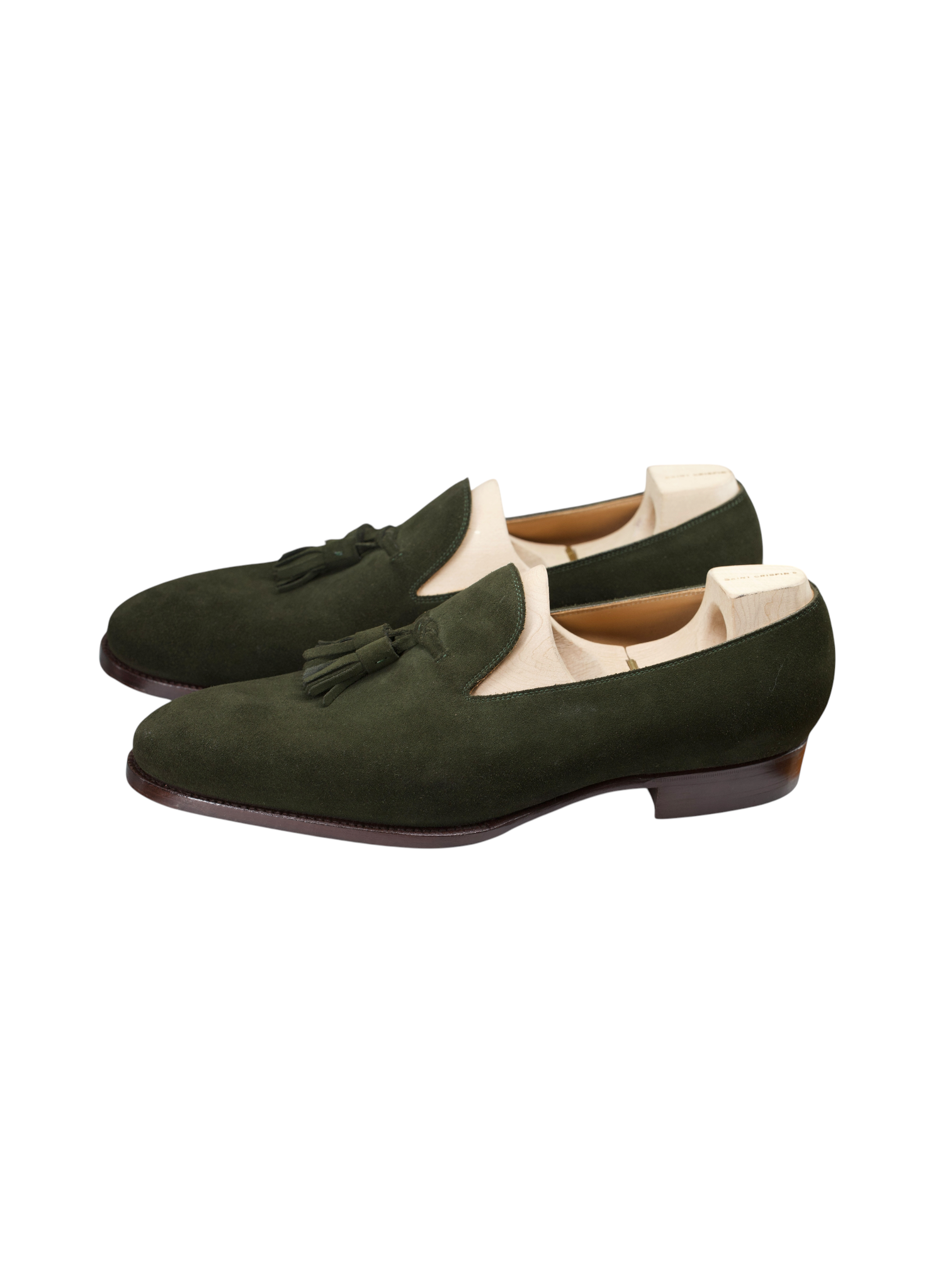 Saint Crispin's Forest Green "530T" Suede Tassel Loafers