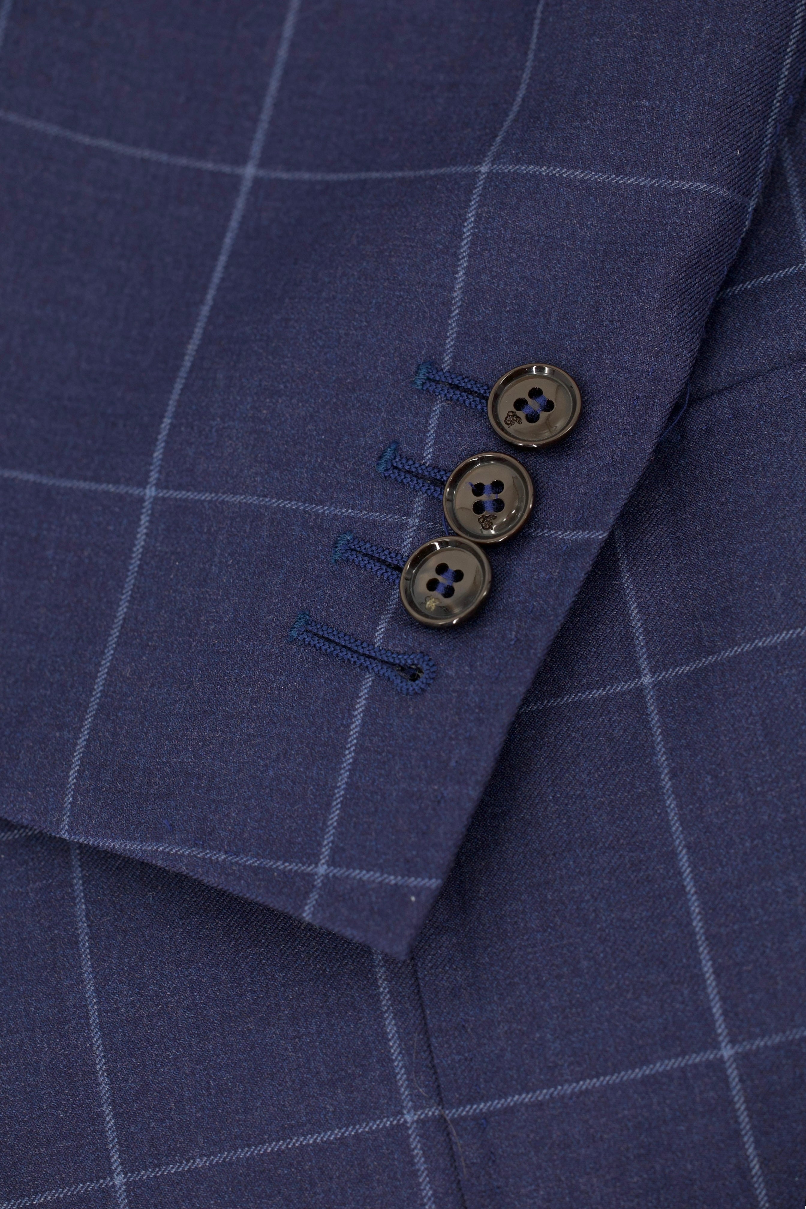 Canali Dark Blue Fine-Wool Windowpane Jacket