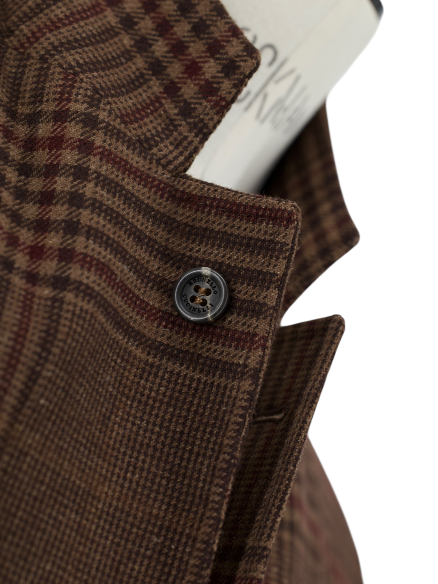 Brunello Cucinelli Castagne Brown & Burgundy Wool, Linen, Cashmere & Silk Checkered Jacket