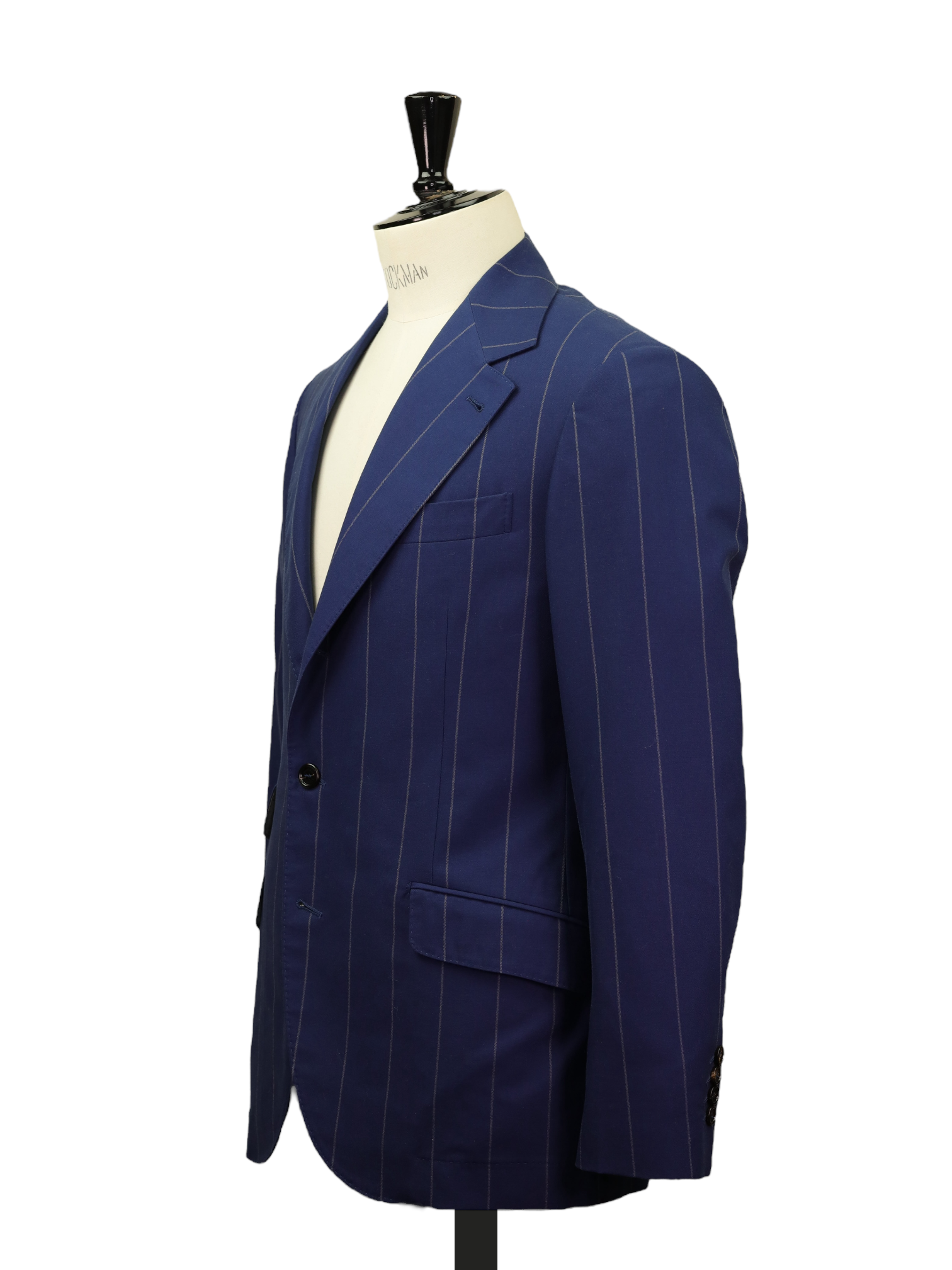 Brunello Cucinelli Azure Blue Wool & Cotton Chalkstripe Jacket
