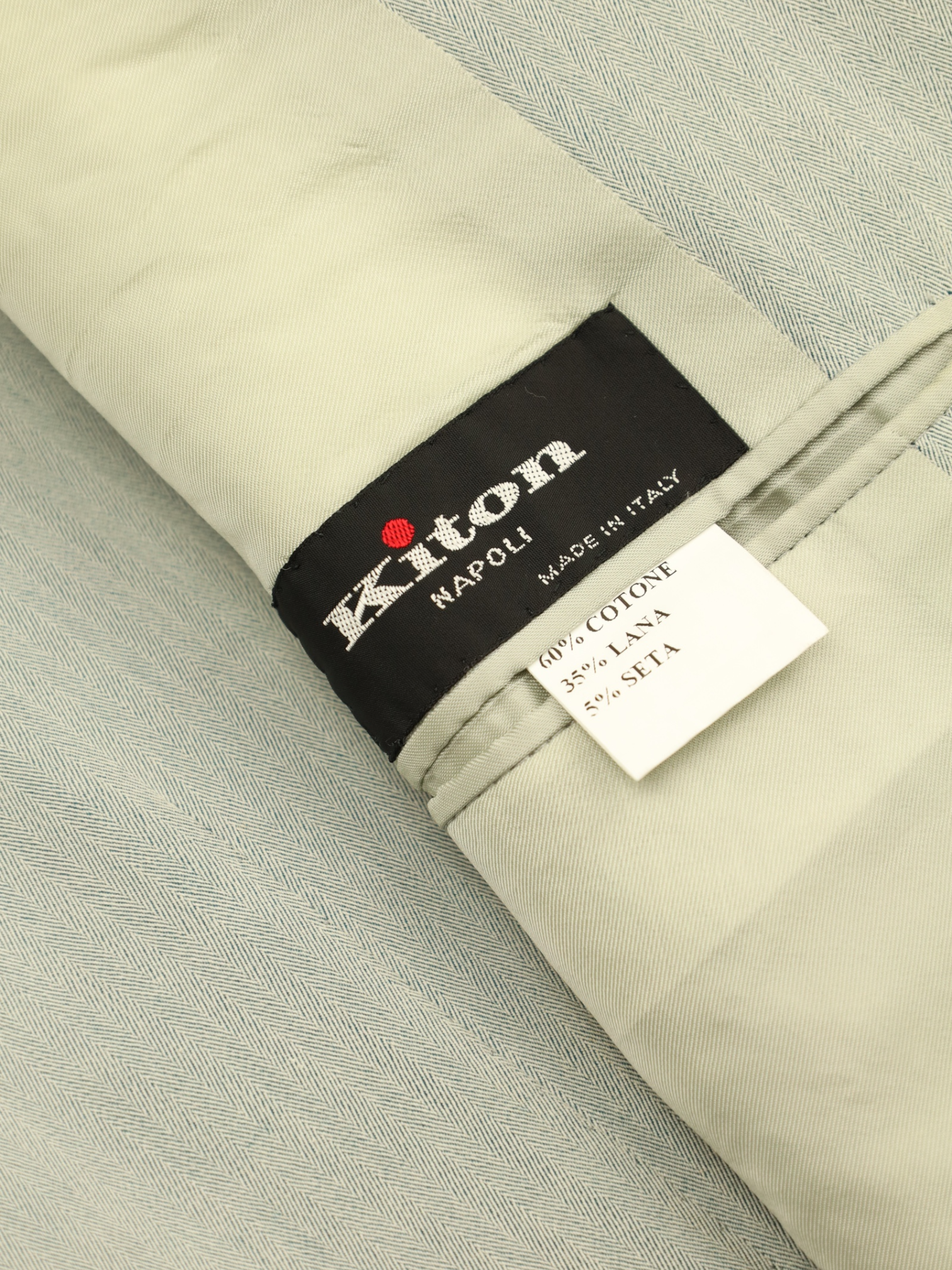 Kiton Sage Green Cotton Blend Solaro Suit