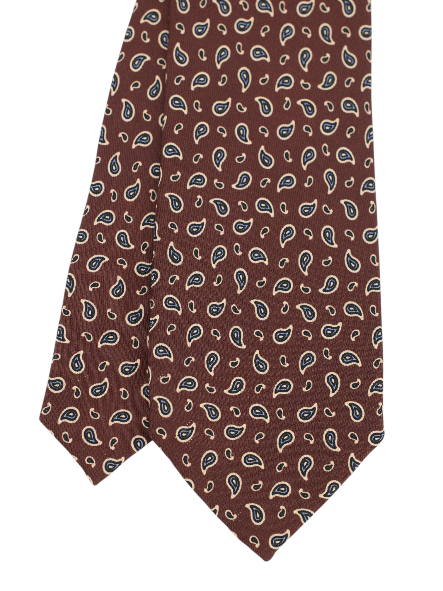 Cesare Attolini Mahogany & Navy Silk Paisley Tie