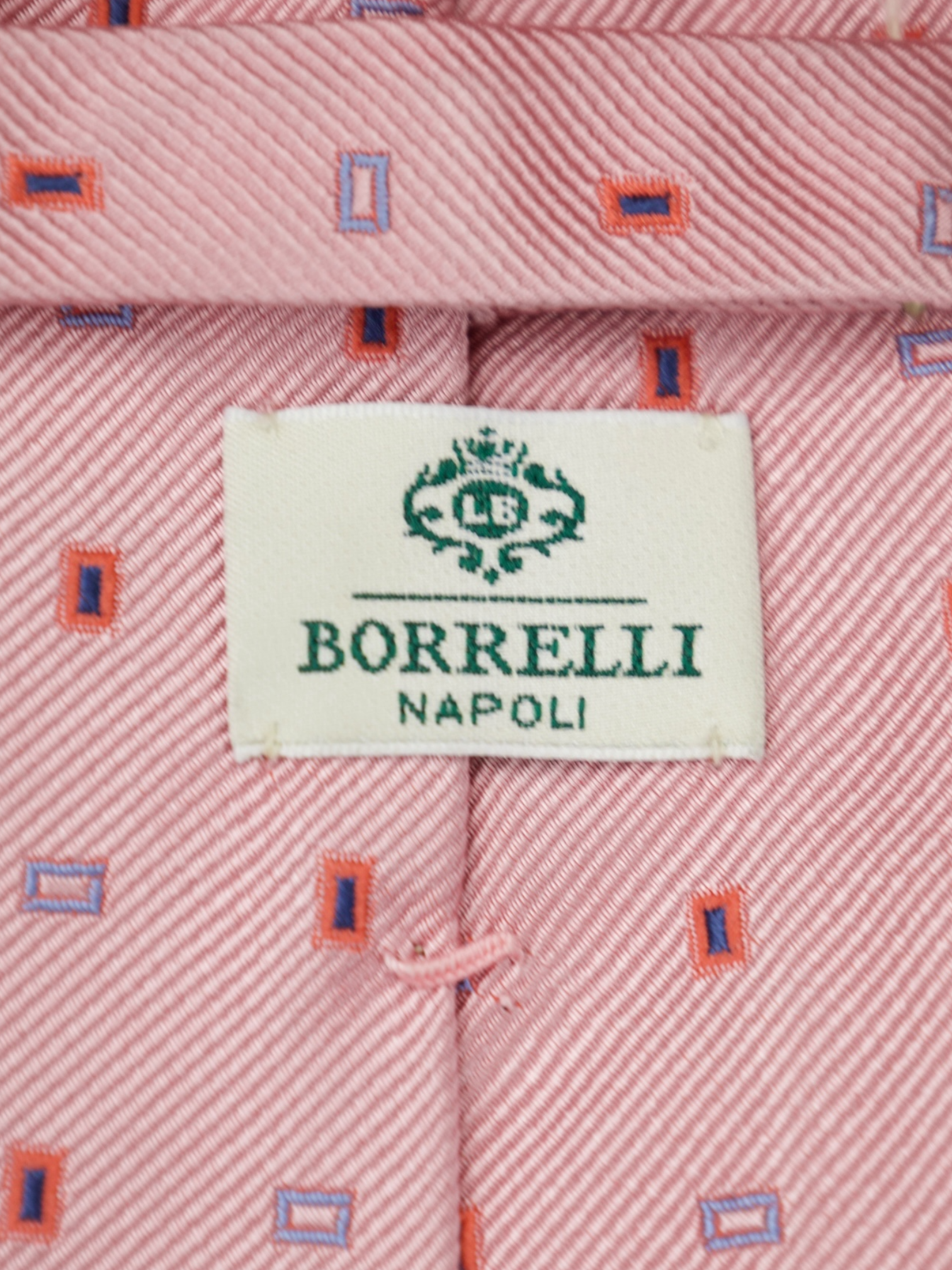 Luigi Borrelli Old-Pink 5-Fold Geometric Silk Tie