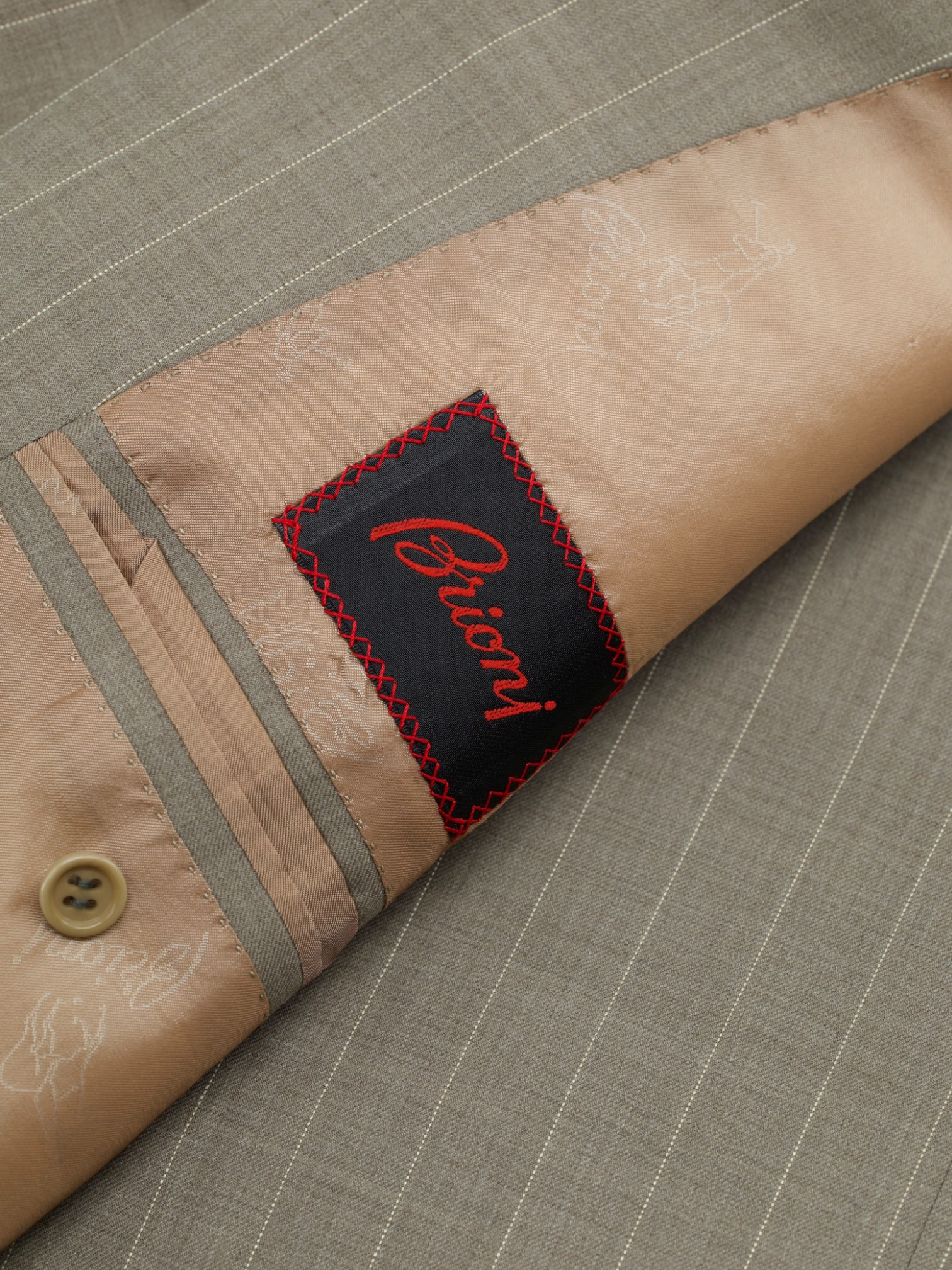 Brioni Taupe Fine-Wool Roman-Style Pinstripe Suit