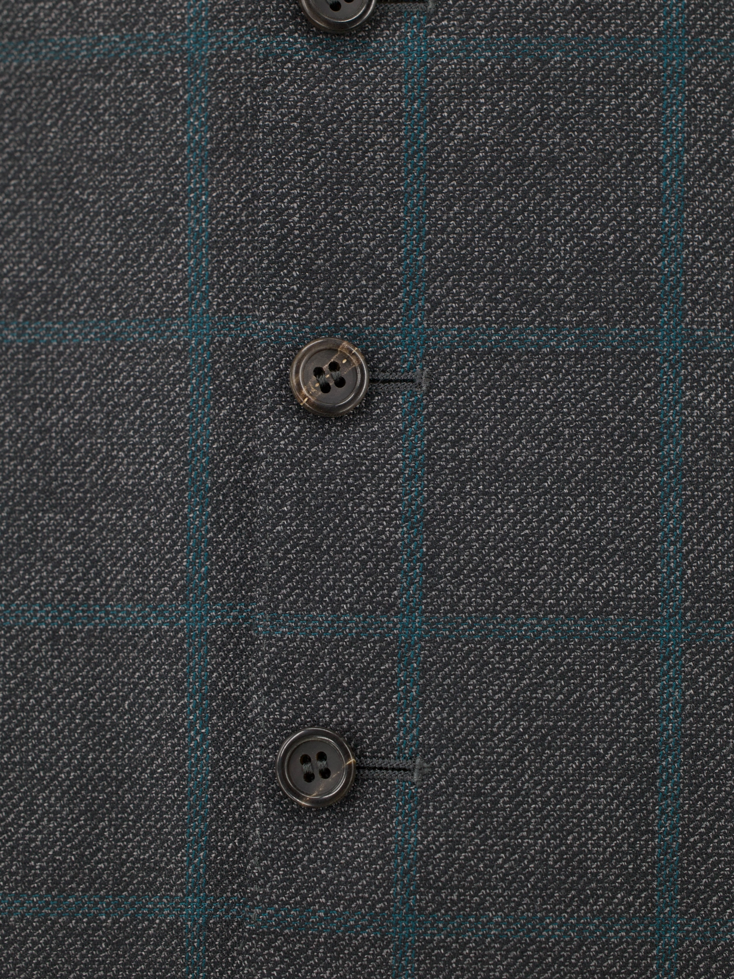 Canali Dark Grey & Petrol Windowpane Waistcoat