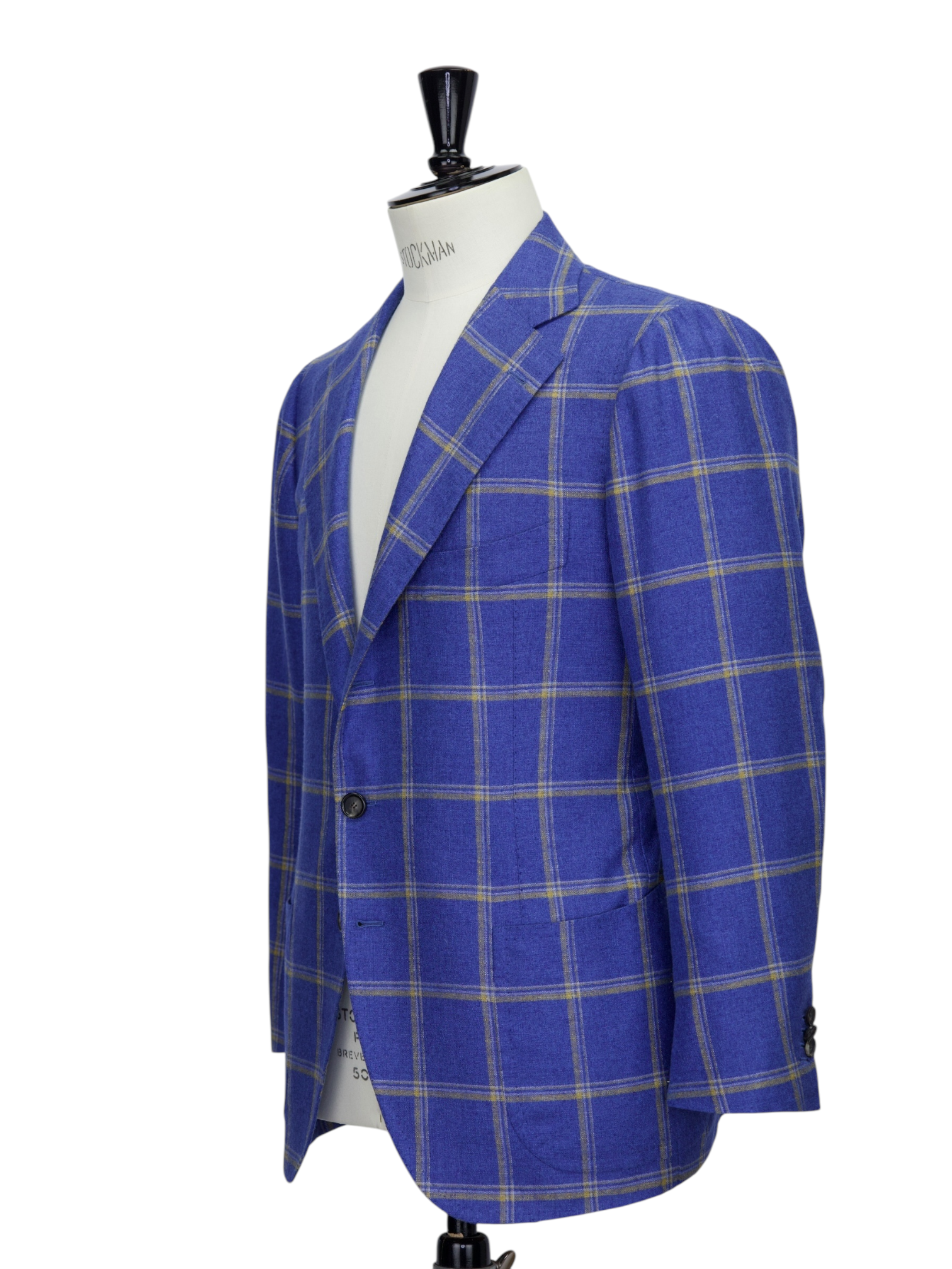 Cesare Attolini Azure Blue Silk & Cashmere Windowpane Jacket