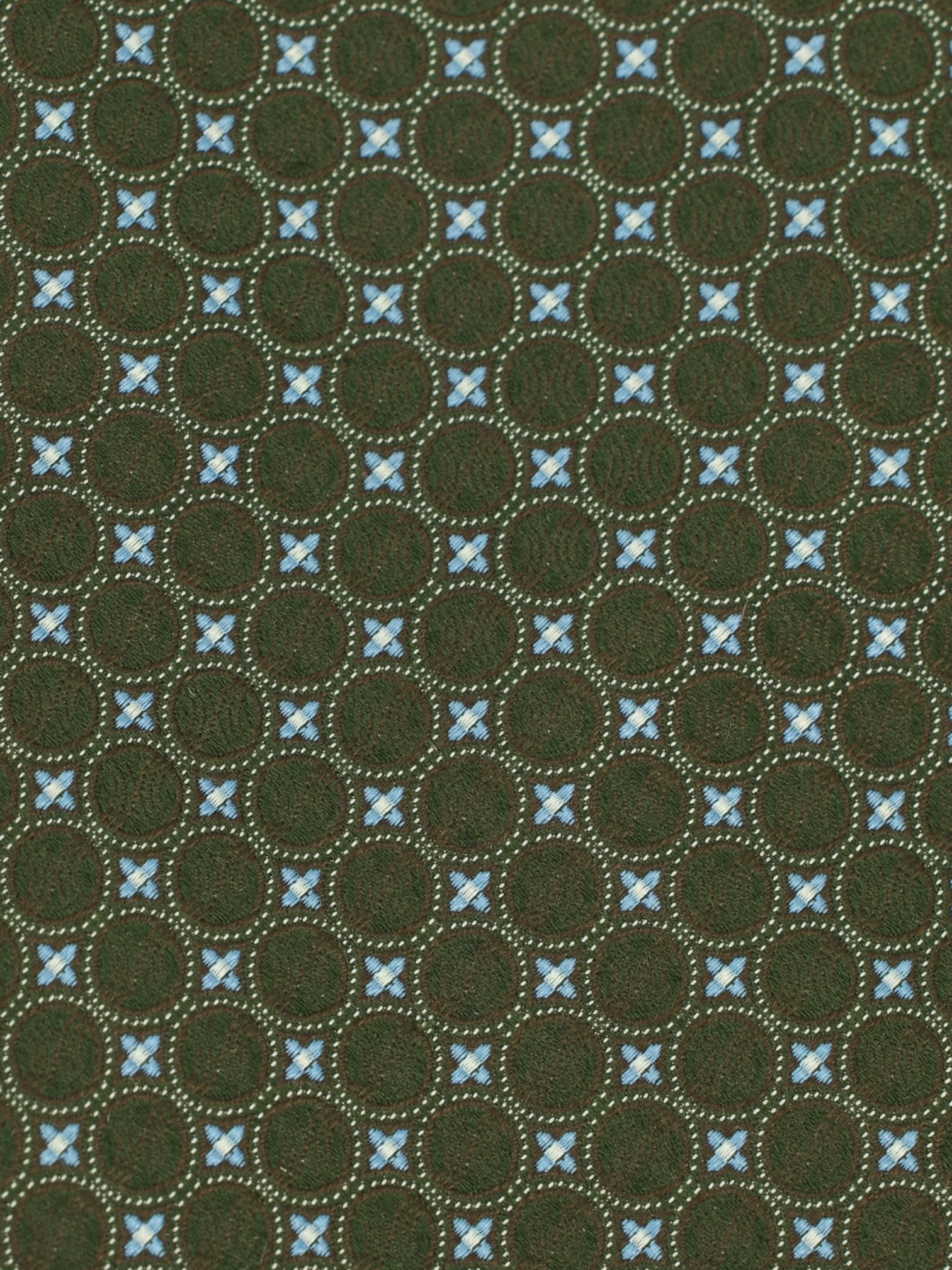 Brioni Olive Green & Light Blue Silk Geometric Tie