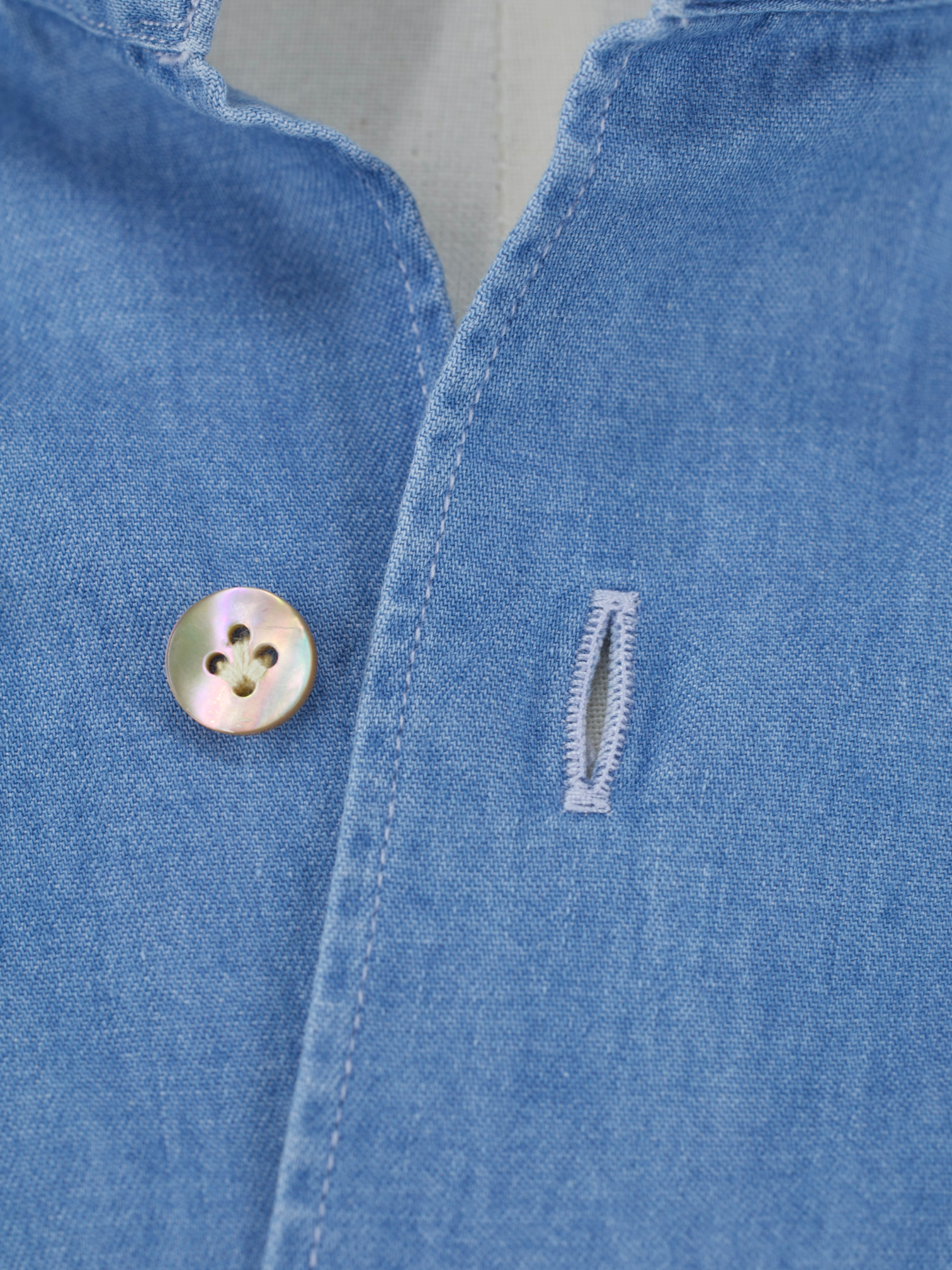 Borriello Napoli Light Blue Indigo-Cotton "Marechiaro" Spread-Collar Shirt