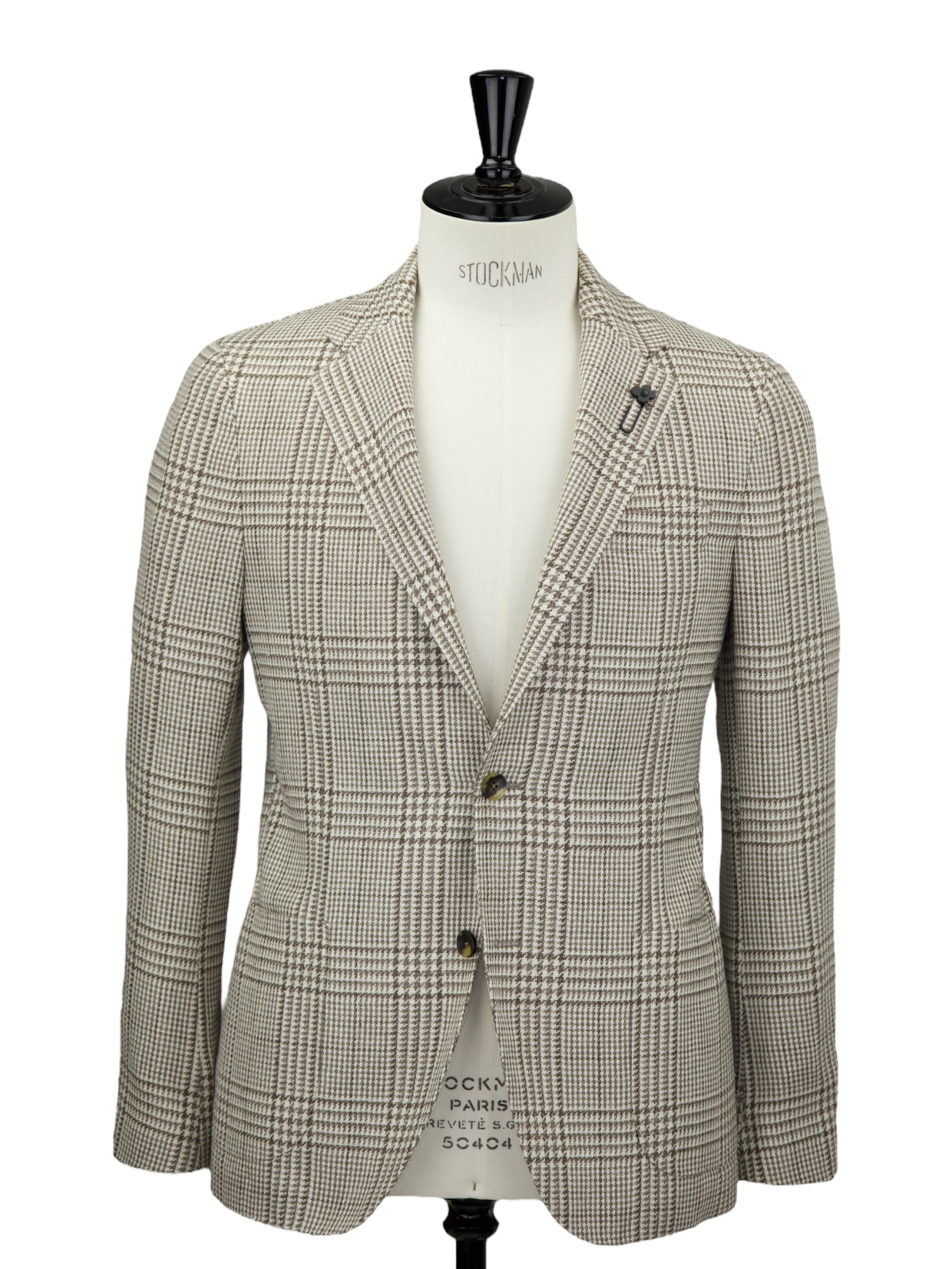 Lardini Taupe Wool, Alpaca & Silk Prince of Wales Jacket