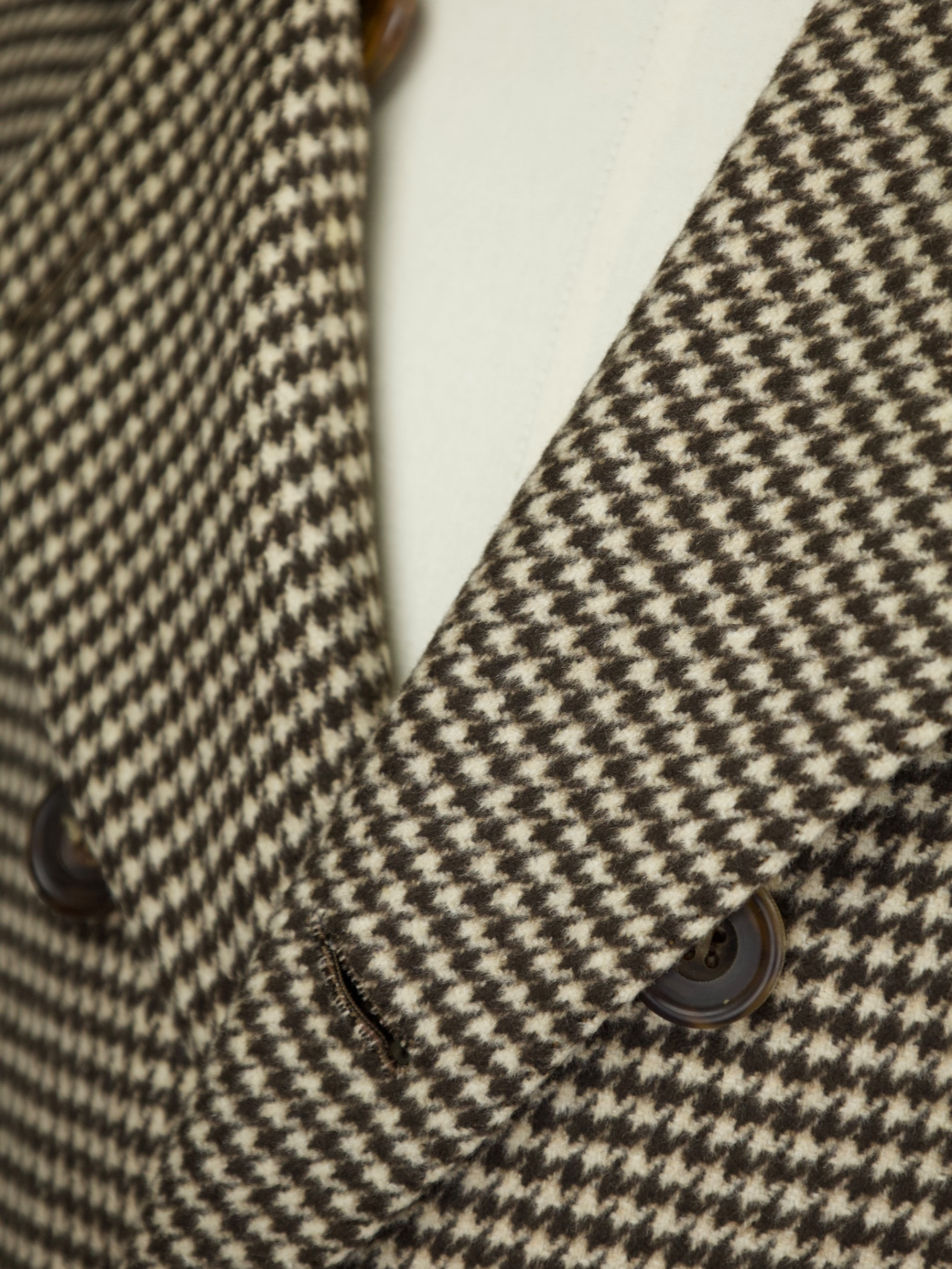 Kiton Light Brown Double-Breasted Pure Cashmere Houndstooth Sartorial Overcoat