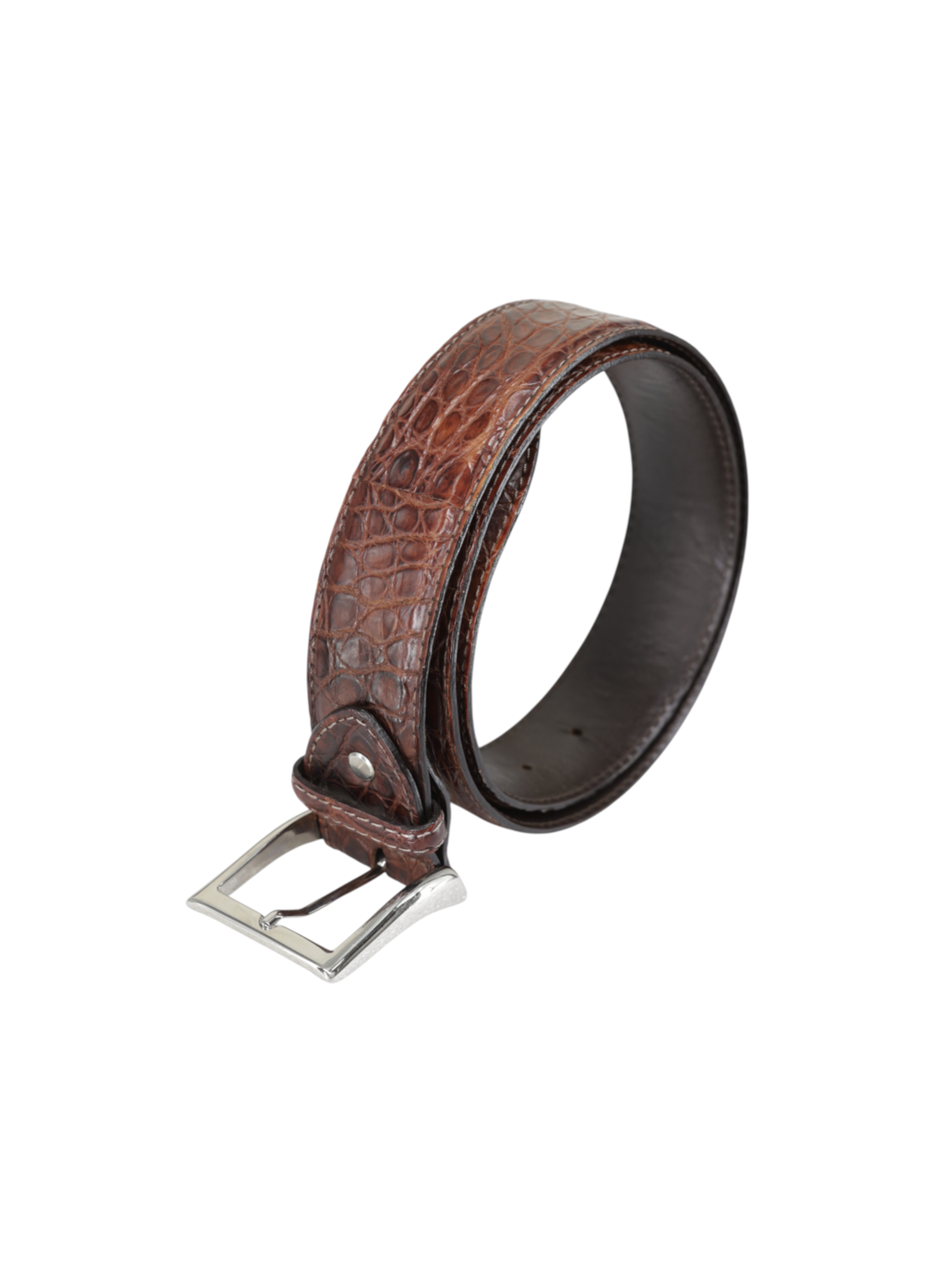 Bontoni Dark Brown Museum-Calf Perforated City-Sole Tassel Loafer + Crocodile Belt