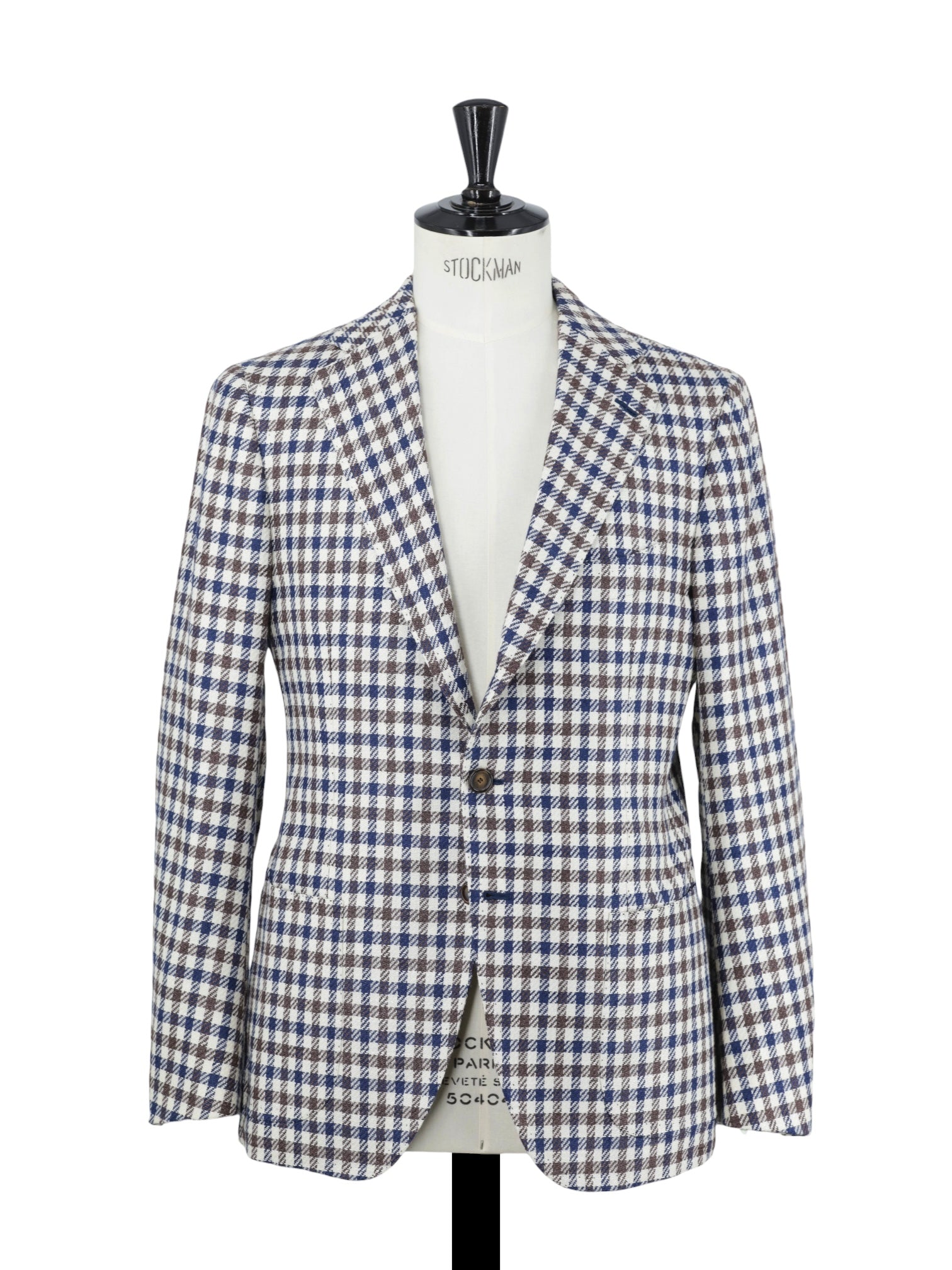 Cesare Attolini Brown & Blue Wool, Silk, Linen & Cotton Gun Check Jacket