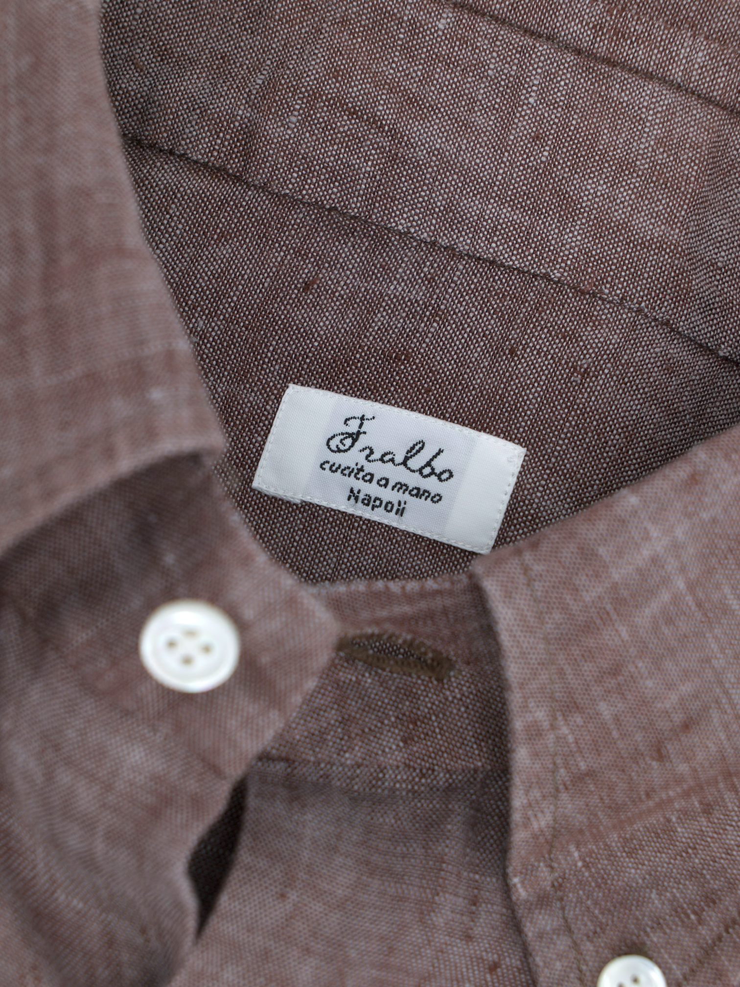 Fralbo Napoli Dusty Brown Pure Linen Button-Down Summer Shirt