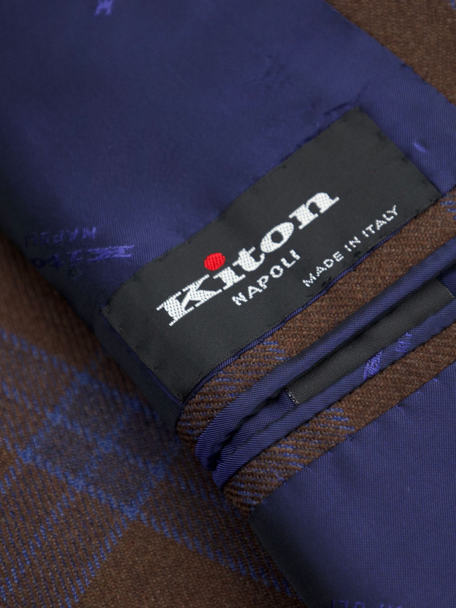 Kiton Chocolate Brown & Royal Blue Wool-Flannel Windowpane "Lasa" Jacket