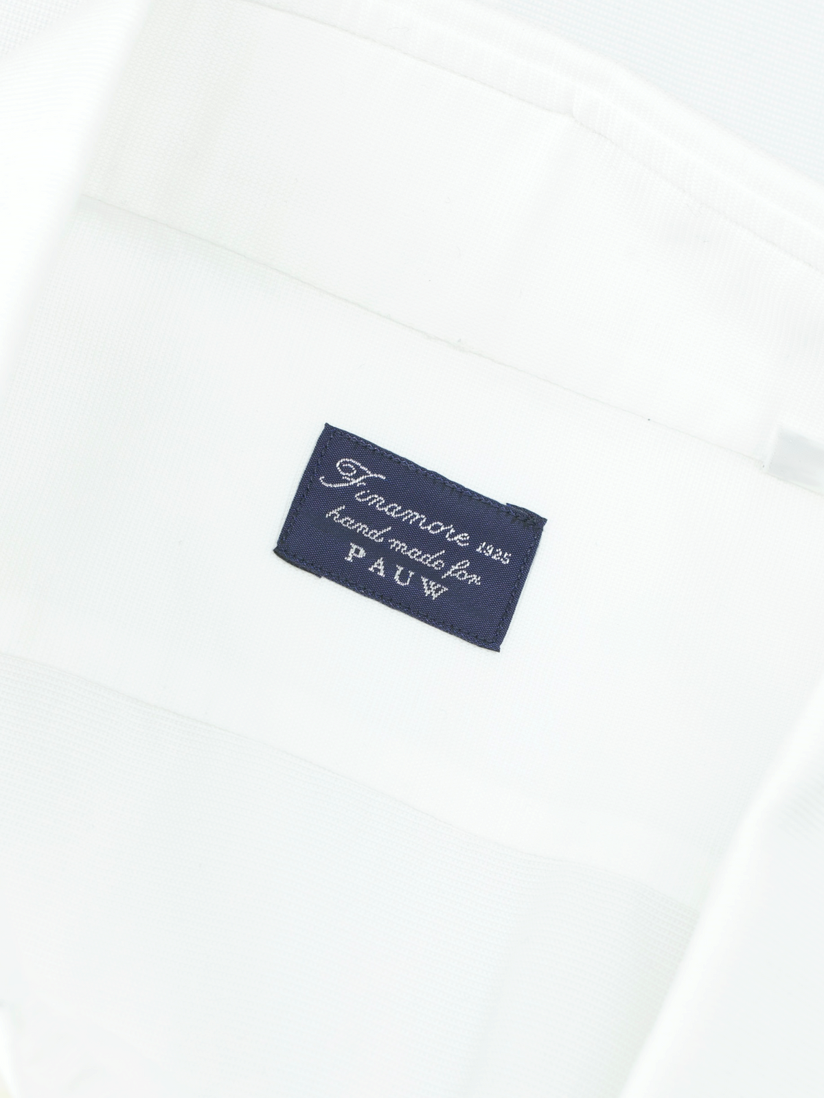 Finamore White Dobby-Cotton Spread-Collar Shirt