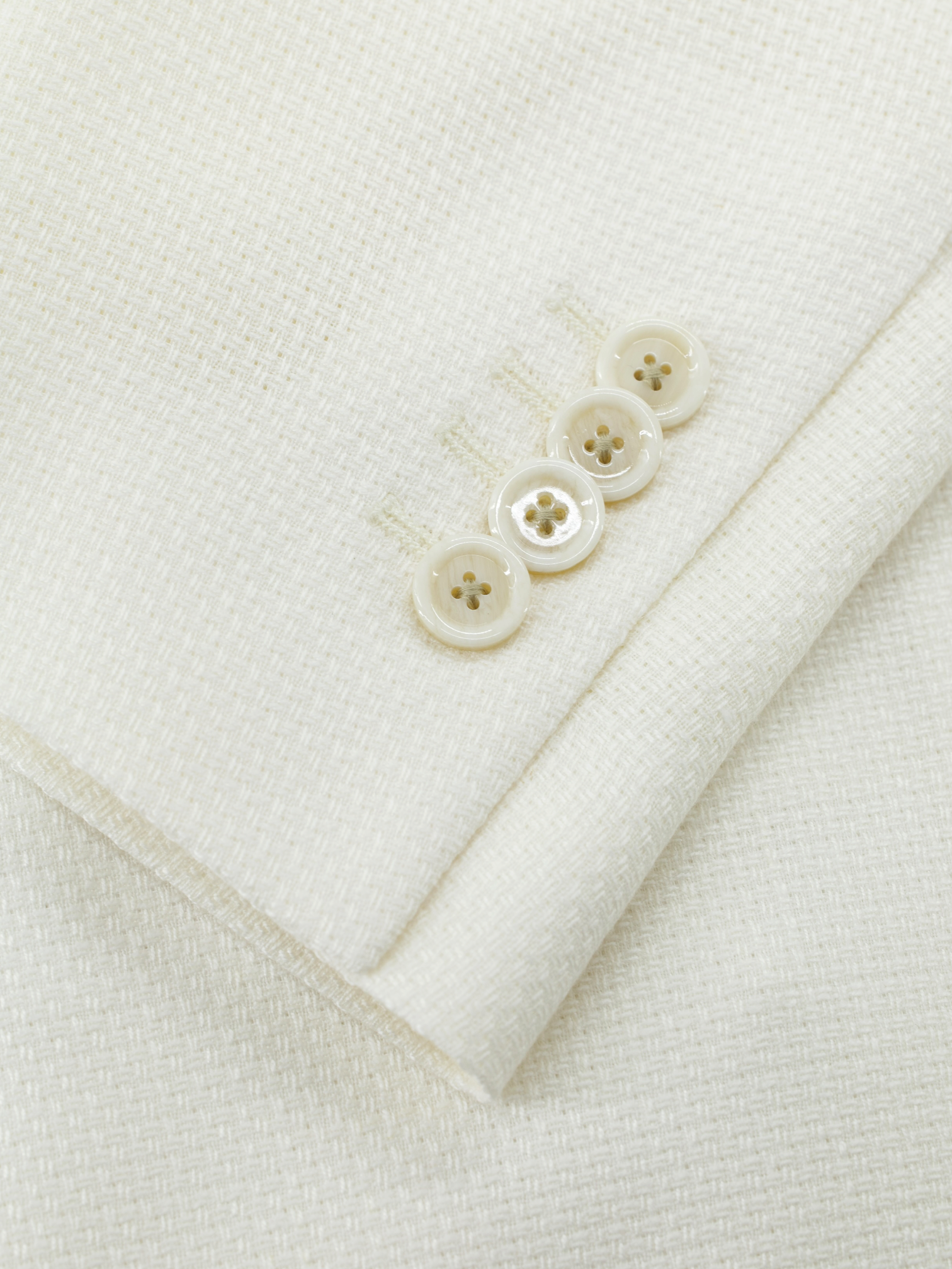 Lardini White Double Breasted Wool, Linen & Silk Hopsack Jacket