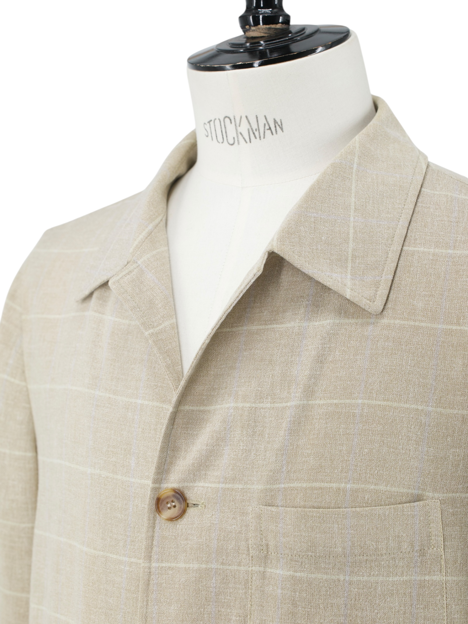 Brioni Sand Wool, Linen & Cotton Windowpane Overshirt Jacket