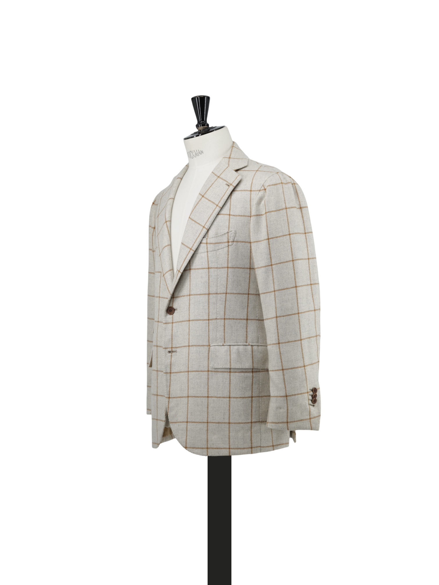 Orazio Luciano Oatmeal & Brown Pure Cashmere Windowpane Jacket