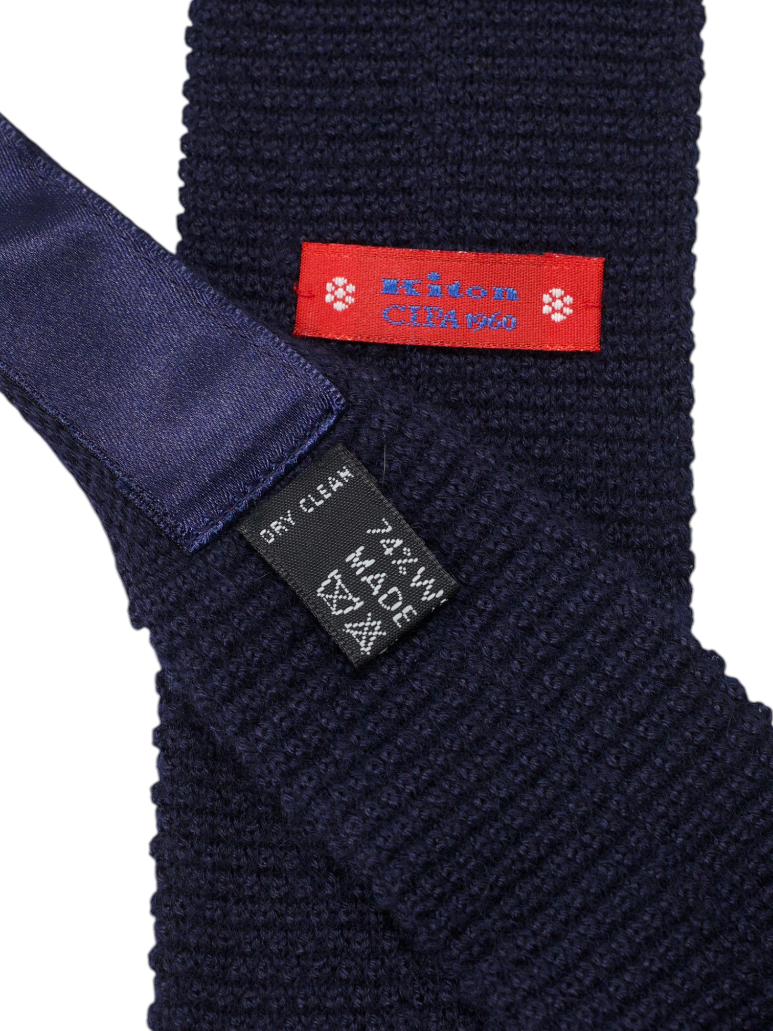 Kiton Navy Wool & Silk Knitted "Cipa 1960" Tie