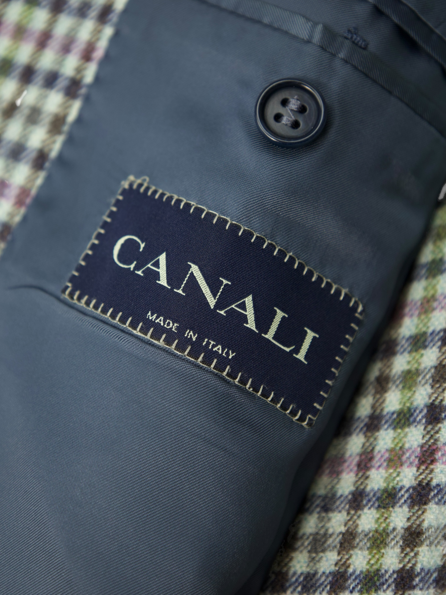 Canali Light Grey & Lavendel Woollen Gingham Check Jacket