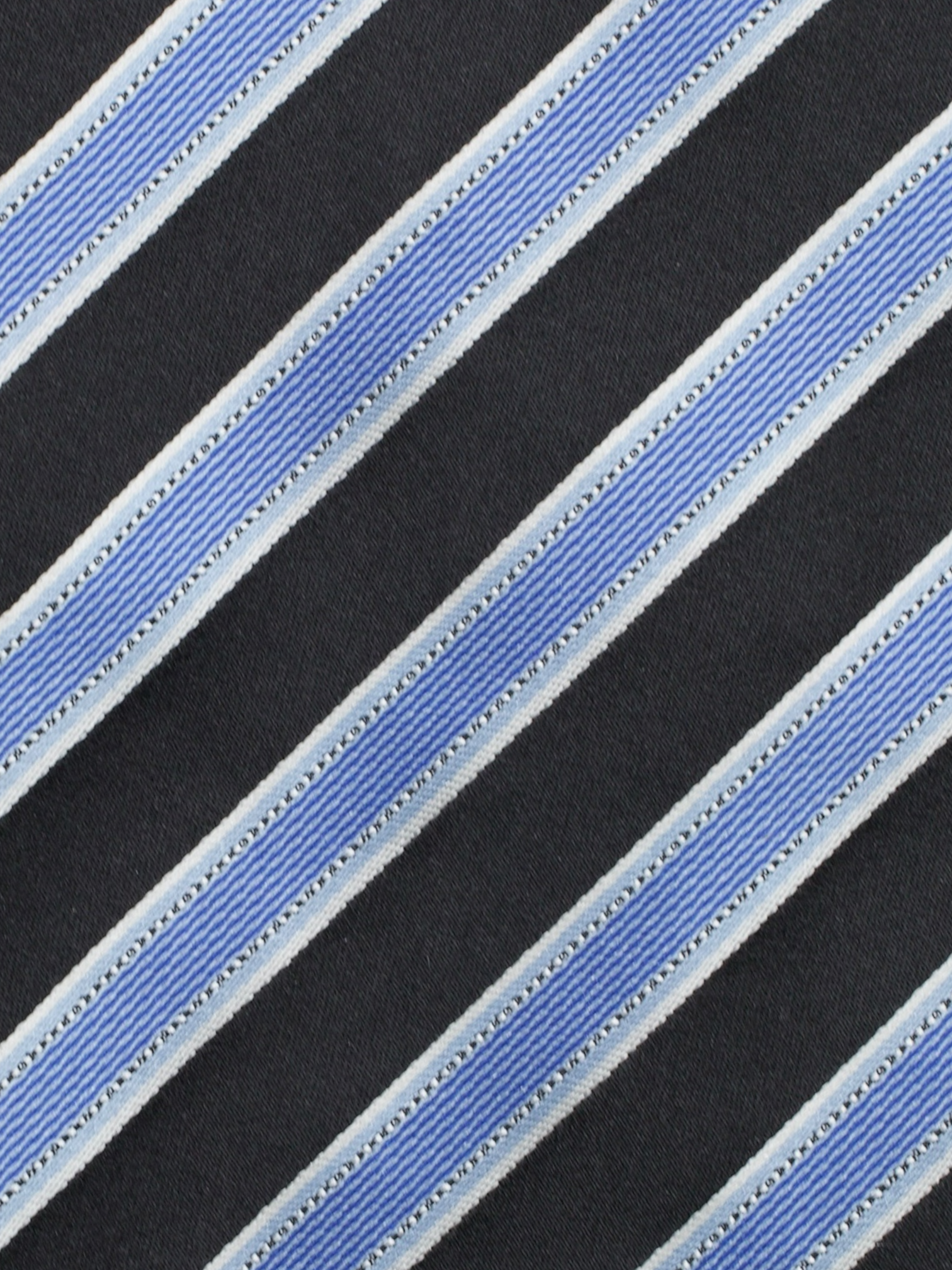 Kiton 5-Fold Black & Light Blue Silk Striped Business Tie