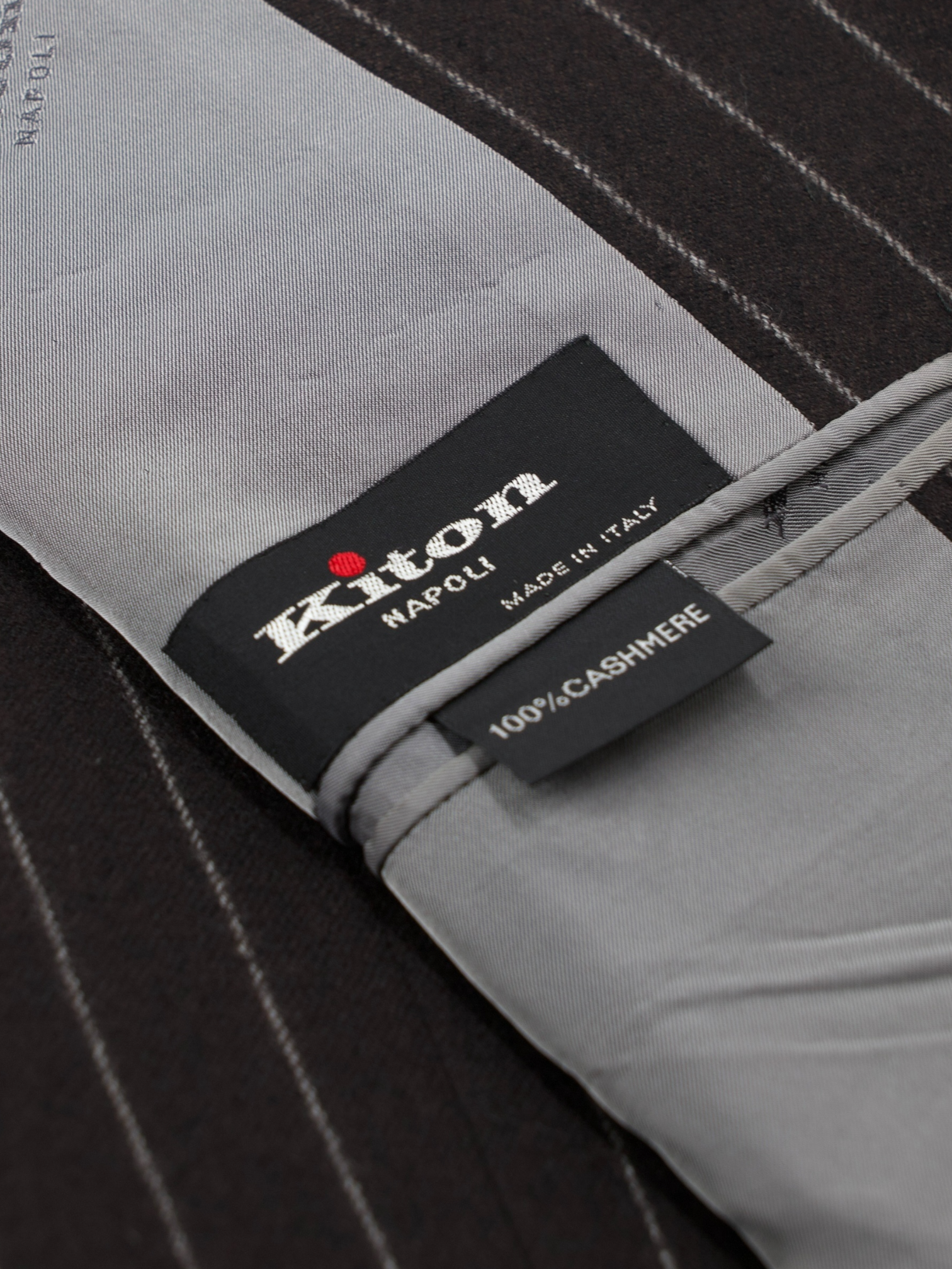 Kiton Chocolate Brown Pure Cashmere Pinstripe Sartorial Winter Suit