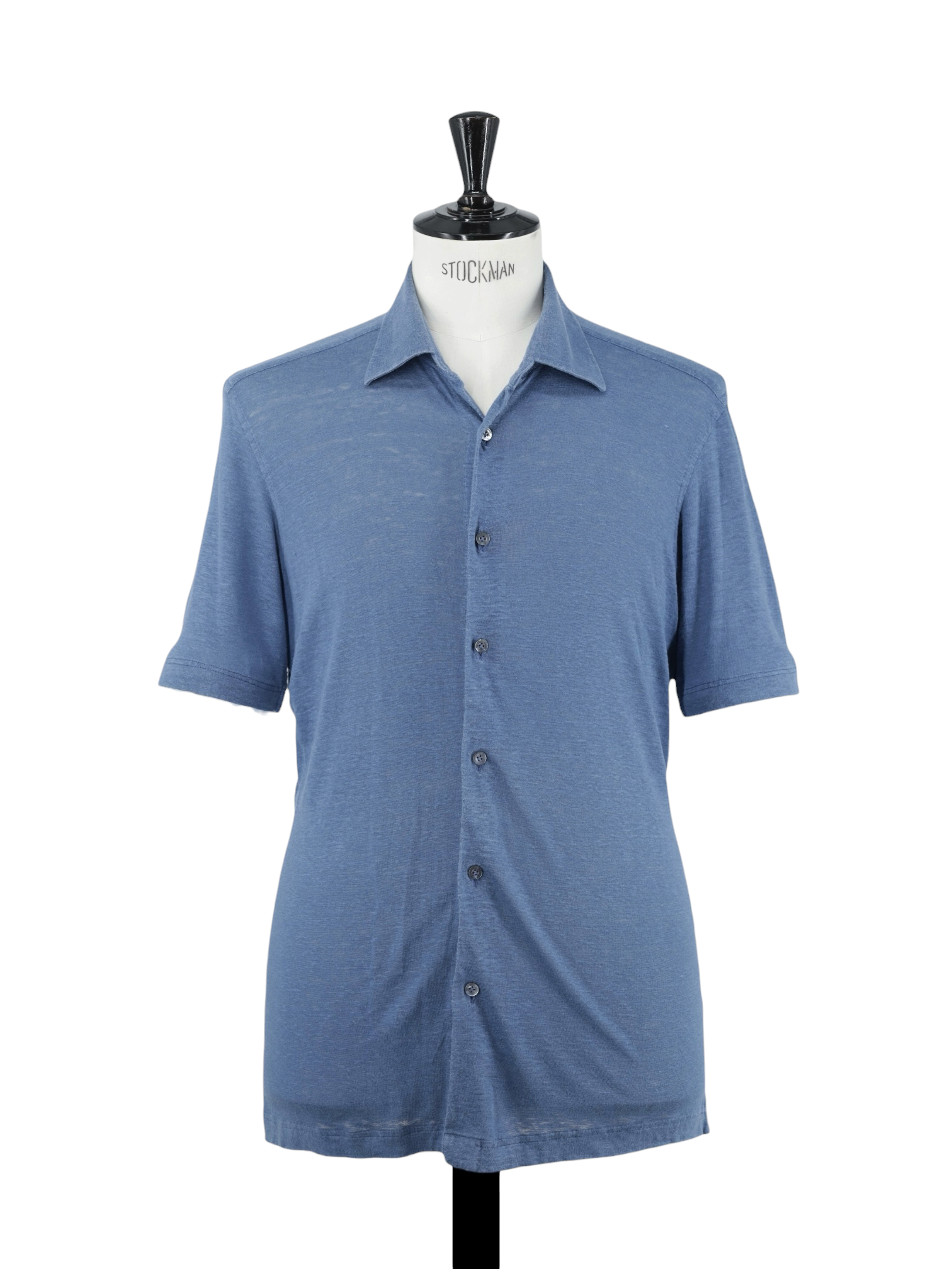 Fray Steel Blue Aloe-Vera Linen Short-Sleeve Shirt